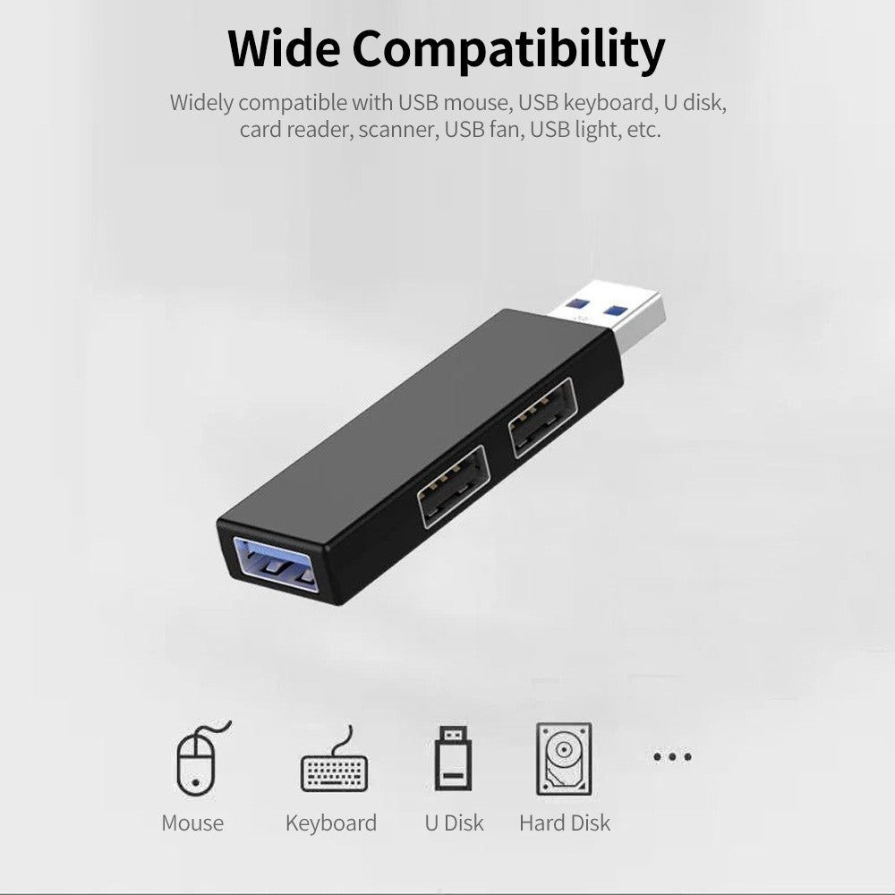 Mini USB Hub Extensions 3 Ports USB Hub USB Adapter Station Ultra Slim Portable Data Hub for PC Laptop