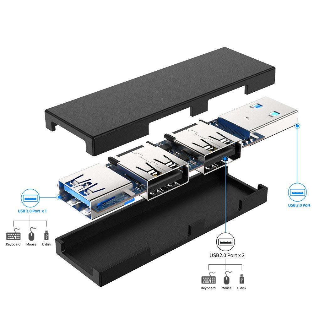 Mini USB Hub Extensions 3 Ports USB Hub USB Adapter Station Ultra Slim Portable Data Hub for PC Laptop