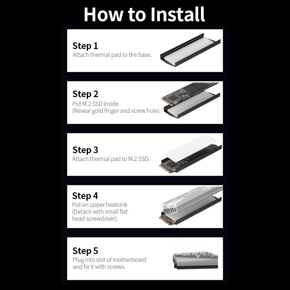 M.2 Heatsink Aluminum Alloy M.2 Heatsink SSD Cooler with Silicone Thermal Pad