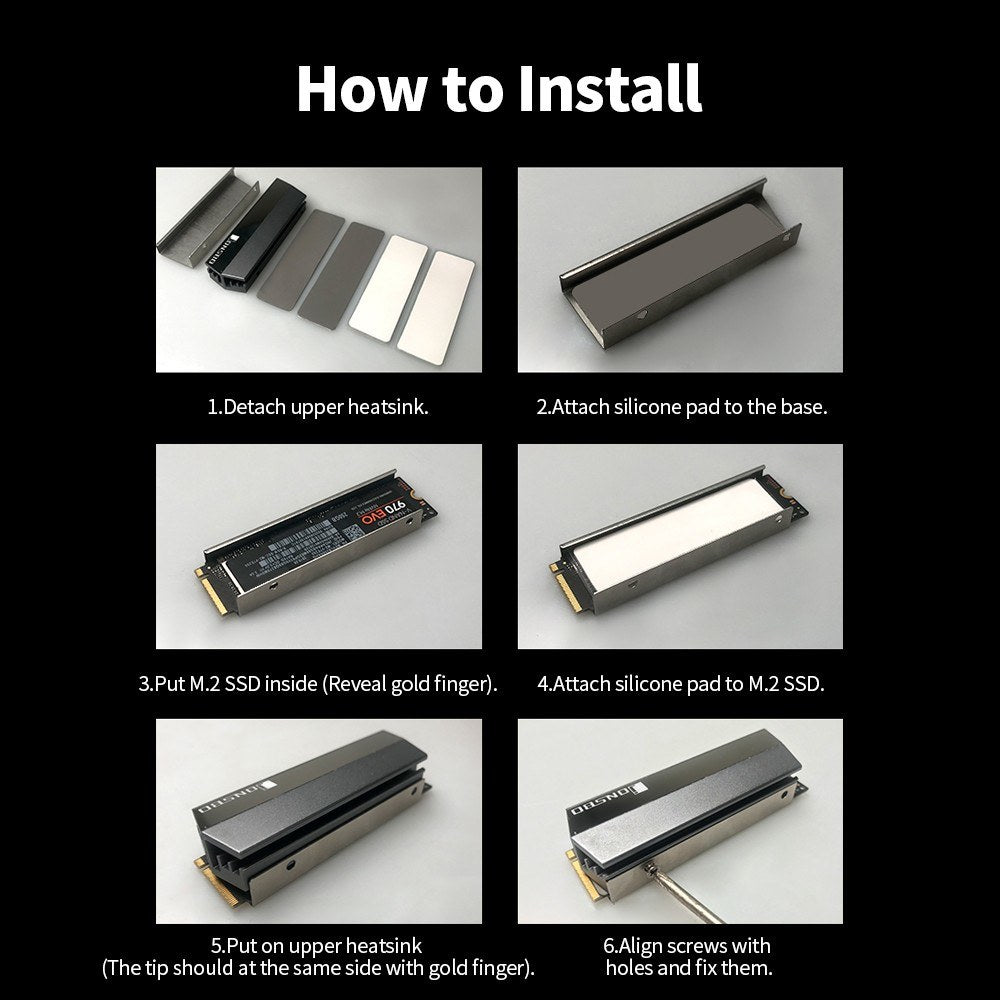 M.2 Heatsink Aluminium SSD Cooler Thermal Pad for M.2 2280 SSD Single/Dual Sided Type - Blue