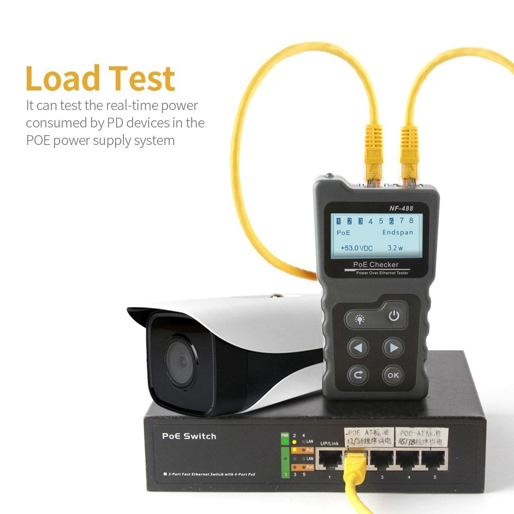 POE Tester Multi-functional LCD Tracker for Power Over Ethernet Network Cable with LCD Backlight Screen