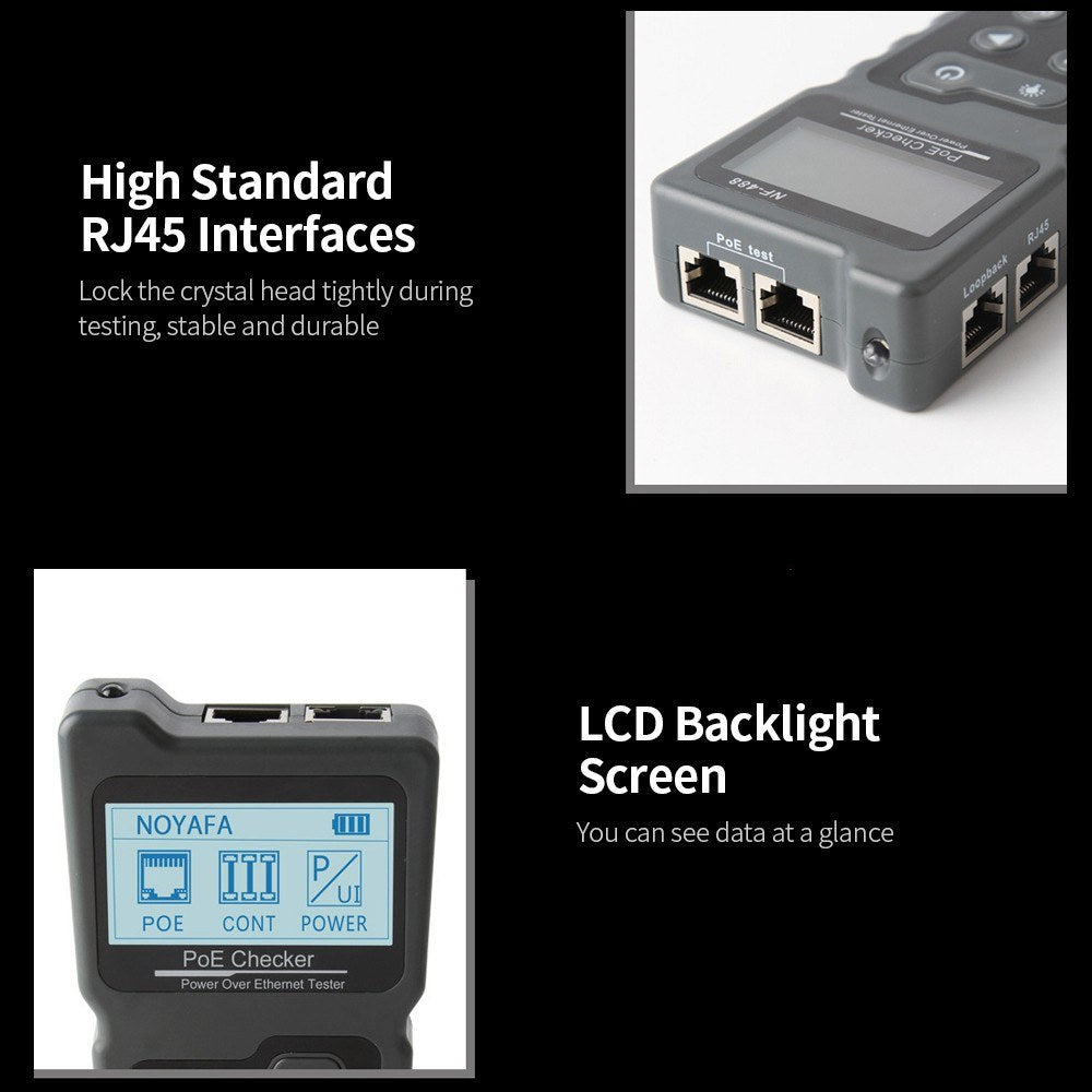 POE Tester Multi-functional LCD Tracker for Power Over Ethernet Network Cable with LCD Backlight Screen