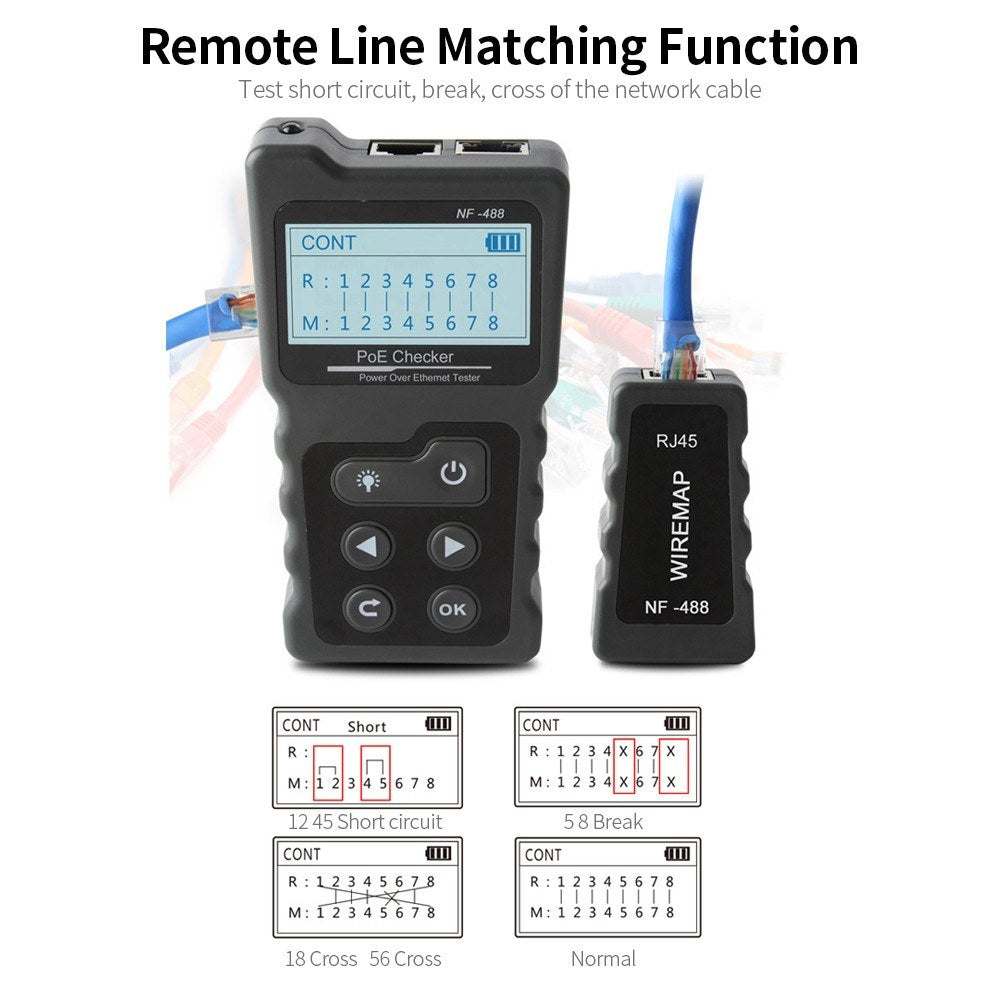 POE Tester Multi-functional LCD Tracker for Power Over Ethernet Network Cable with LCD Backlight Screen