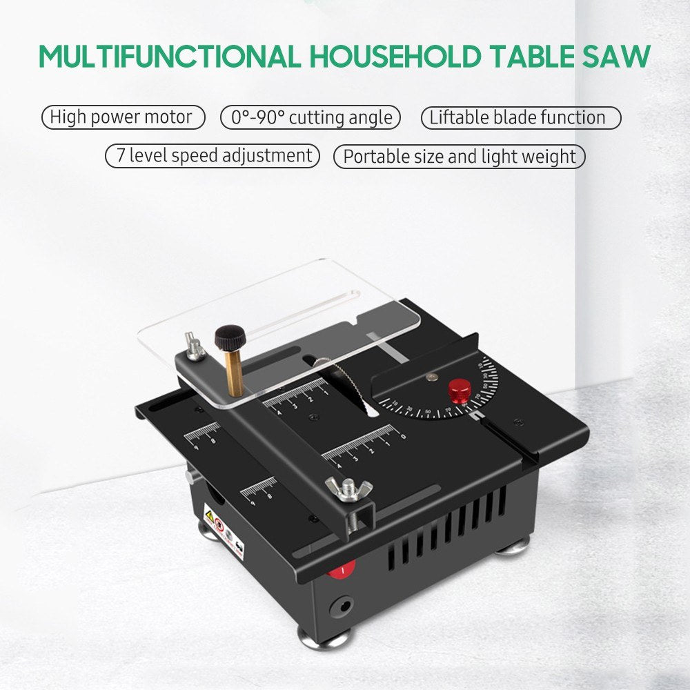 Table Saw Cutting Set 100W Mini Table Saw with 16mm Cutting Depth and Blade Flexible Shaft - EU Plug/Type 1/Liftable Blade