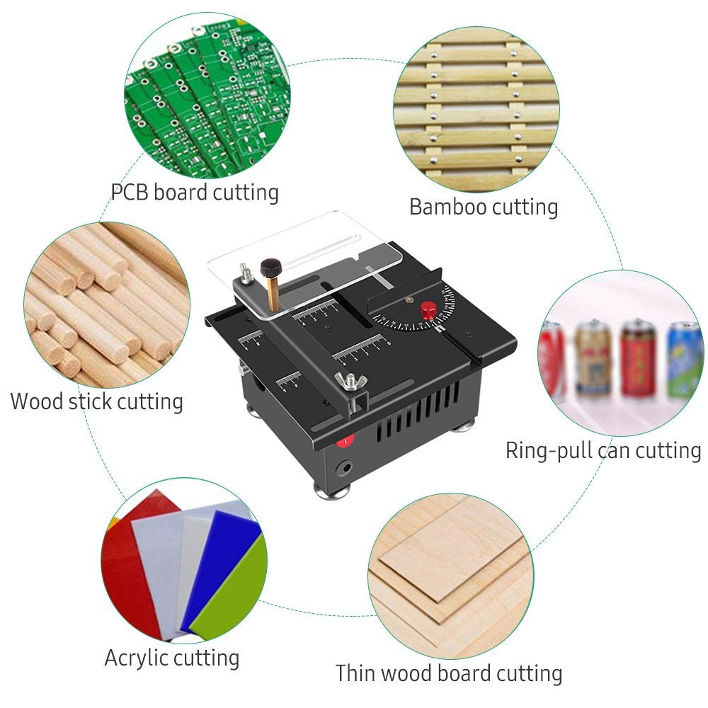 Table Saw Cutting Set 100W Mini Table Saw with 16mm Cutting Depth and Blade Flexible Shaft - EU Plug/Type 1/Liftable Blade