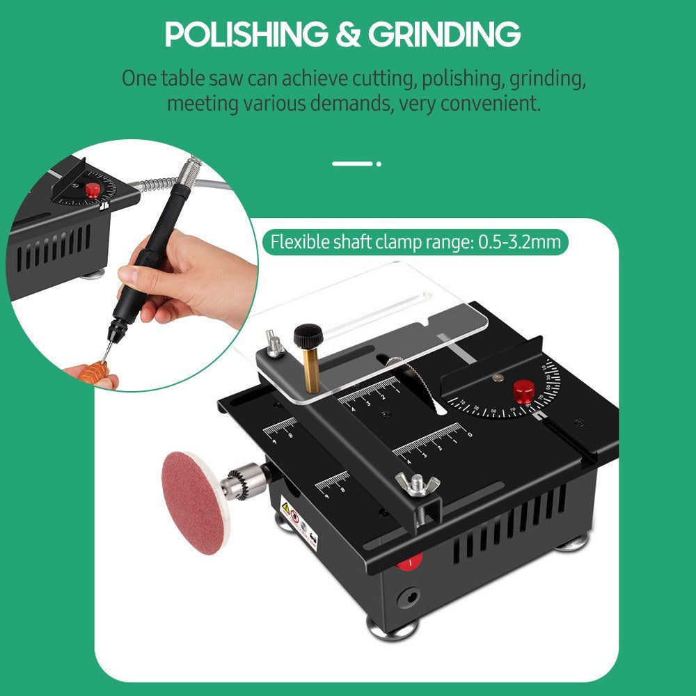 Table Saw Cutting Set 100W Mini Table Saw with 16mm Cutting Depth and Blade Flexible Shaft - EU Plug/Type 1/Liftable Blade
