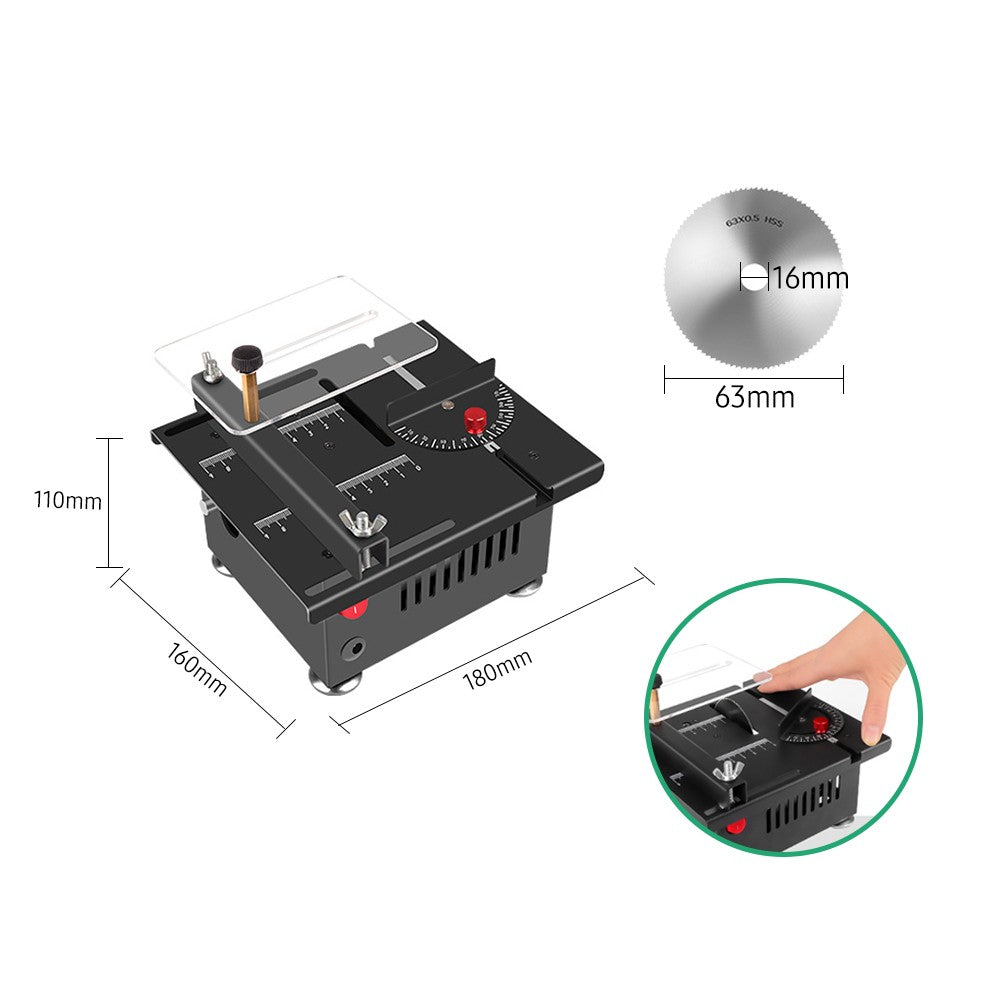 Table Saw Cutting Set 100W Mini Table Saw with 16mm Cutting Depth and Blade Flexible Shaft - EU Plug/Type 1/Liftable Blade
