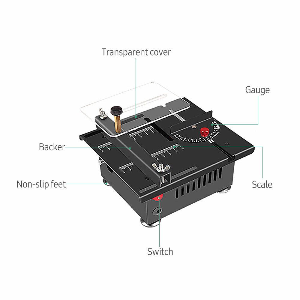 Table Saw Cutting Set 100W Mini Table Saw with 16mm Cutting Depth and Blade Flexible Shaft - EU Plug/Type 2/Non-liftable Blade