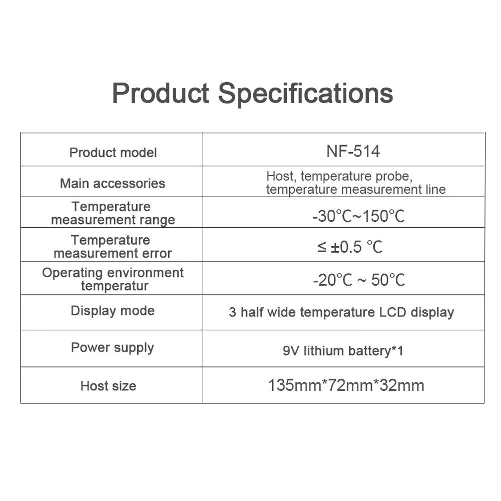 NF-514 Building Temperature Tester High Accuracy Electronic Temperature Meter with LCD Display