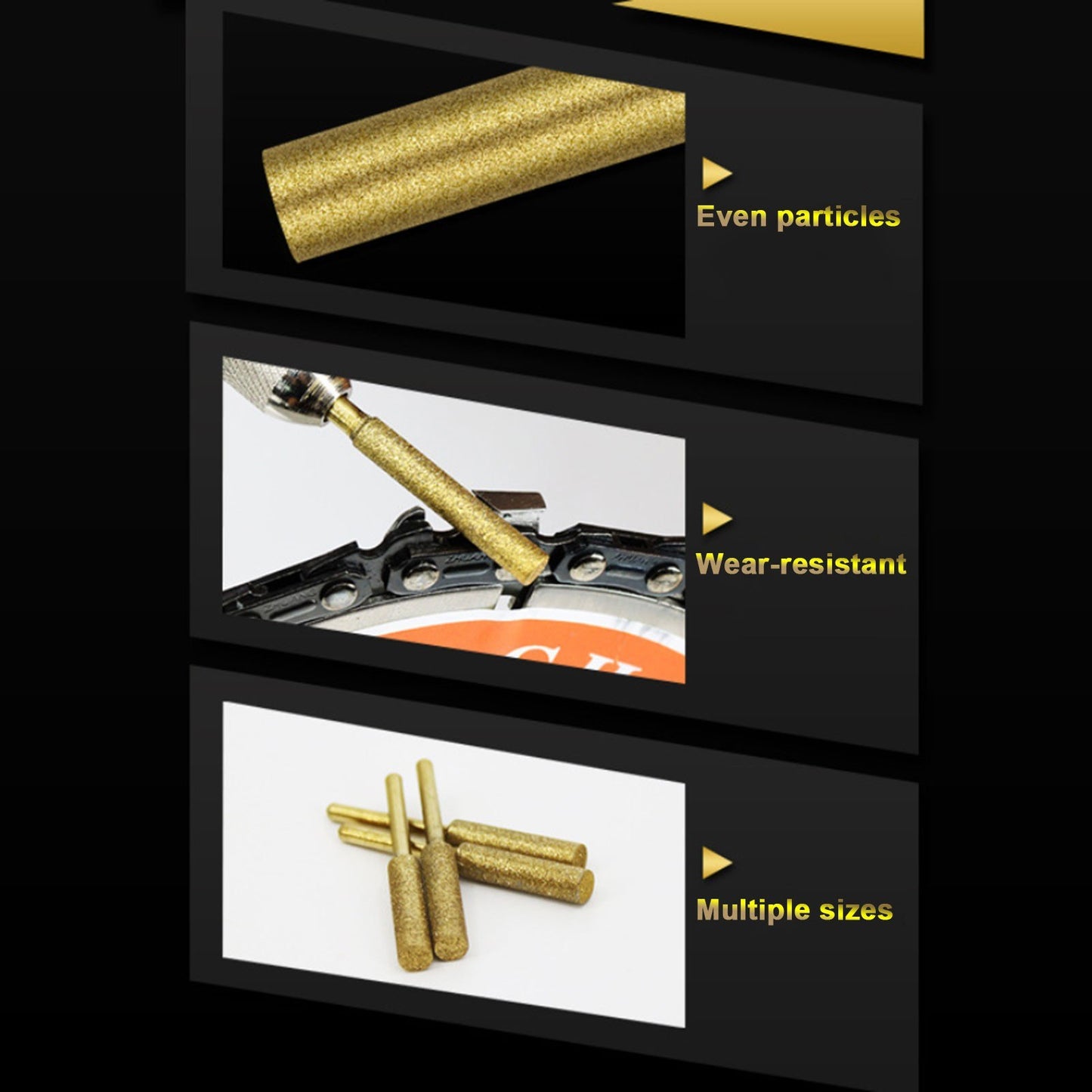 8Pcs Titanium Plated Diamond Bits High Hardness Chainsaw Files for Electric Chainsaw Sharpener - 4mm