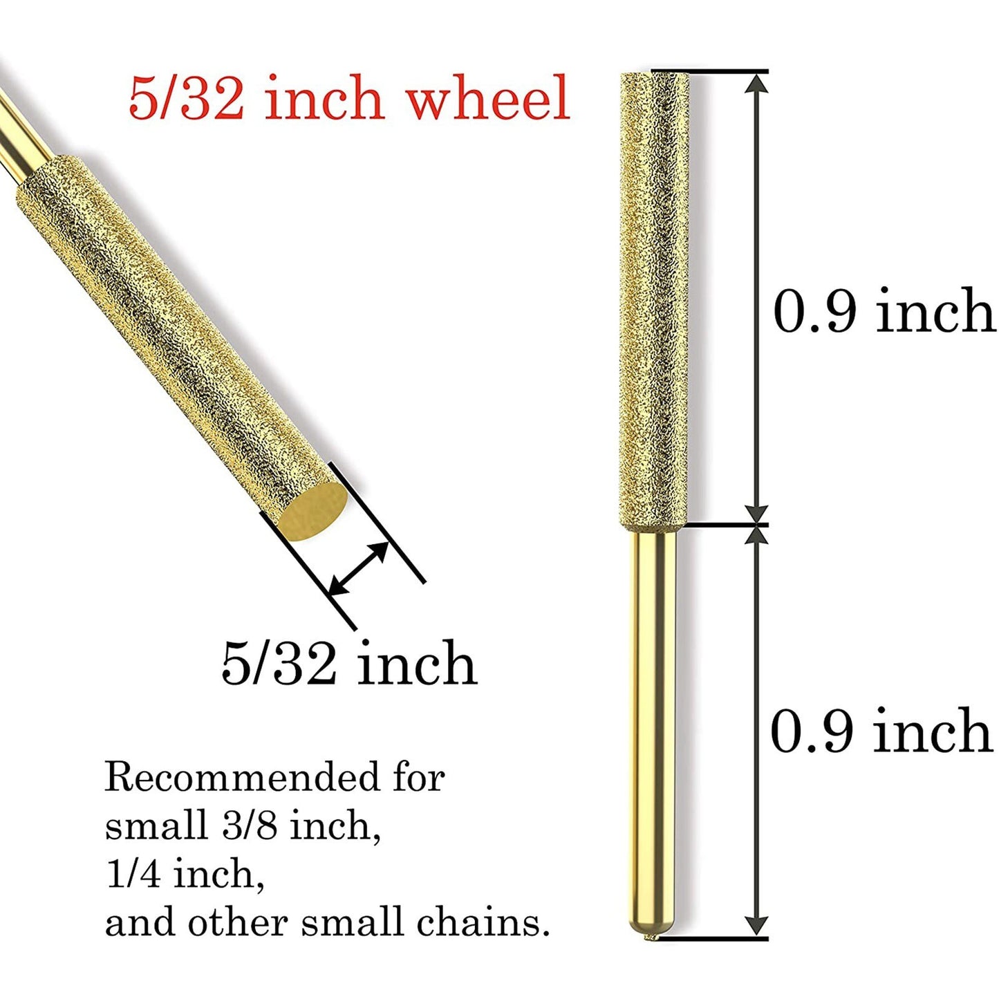 8Pcs Titanium Plated Diamond Bits High Hardness Chainsaw Files for Electric Chainsaw Sharpener - 5.5mm