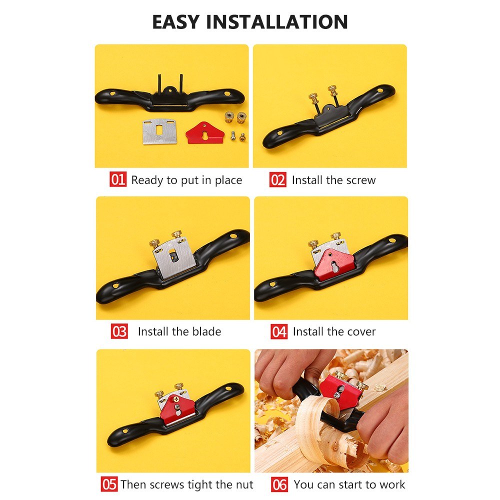 9 Inch Adjustable Spokeshave with Flat Base and Metal Blade Wood Working Hand Tool