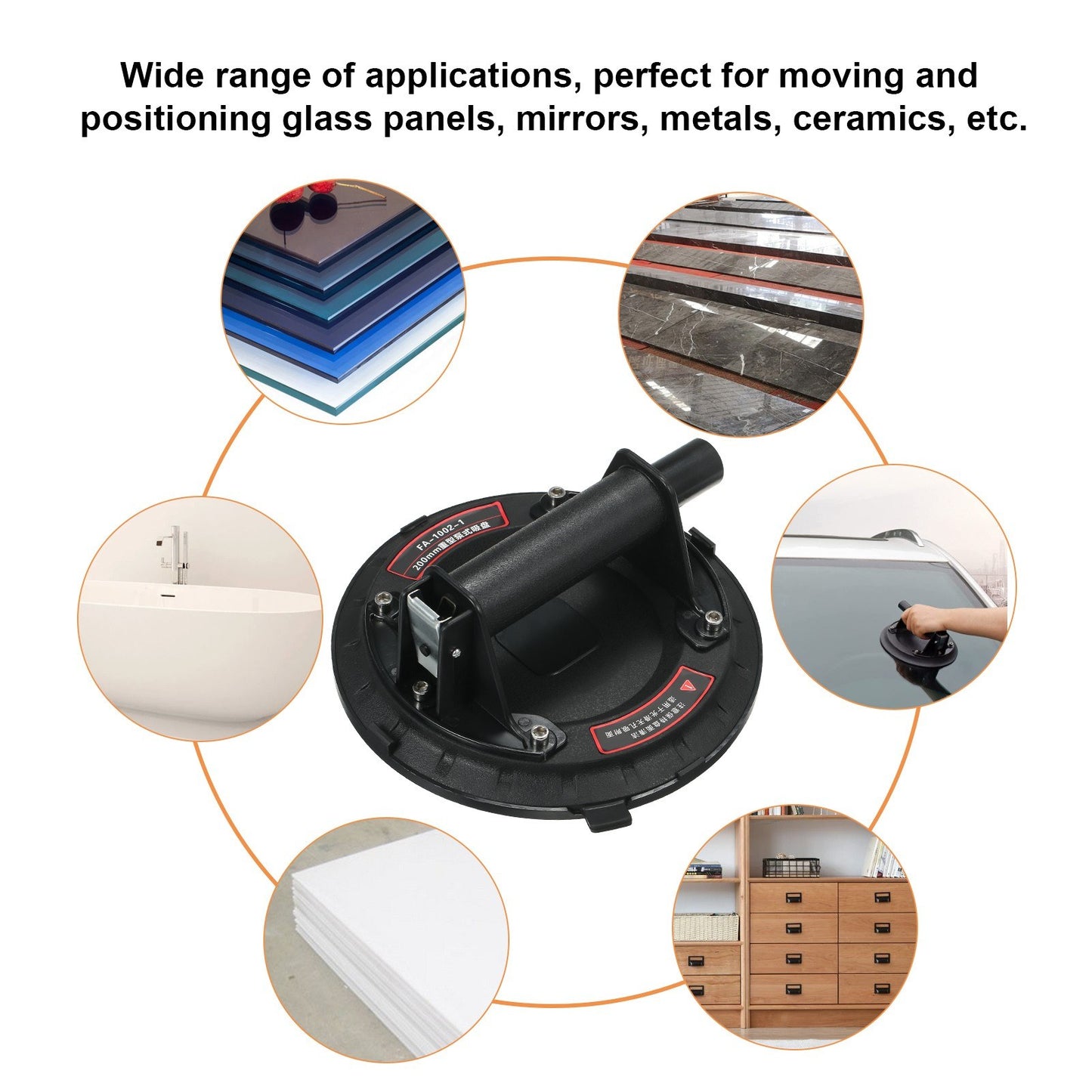 Suction Cup Vacuum Lifter 8inch 75kg Load Dent Puller with Handles for Glass Window Tiles Mirror