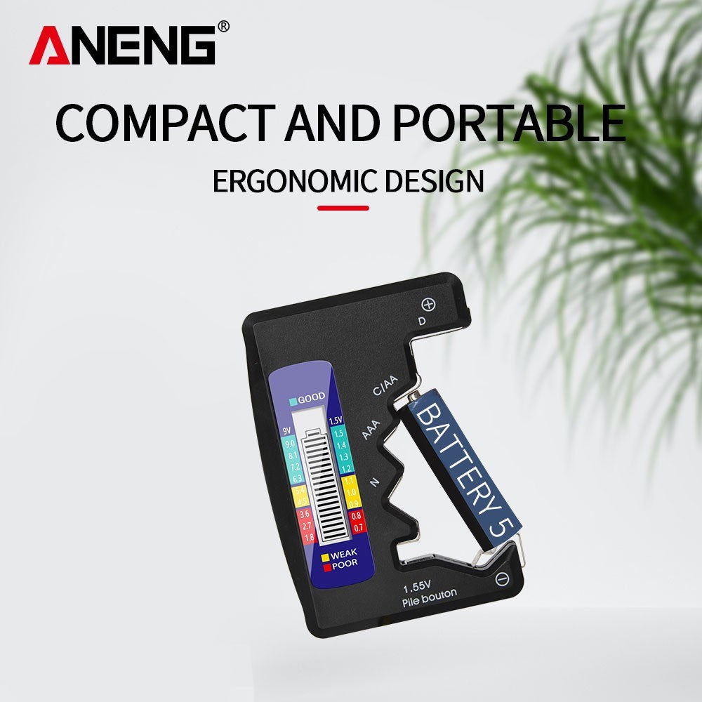 Aneng Battery Tester Checker for C D N AA AAA 9V 1.5V Button Cell Batteries, Household Battery Life Level Testers Power Meter