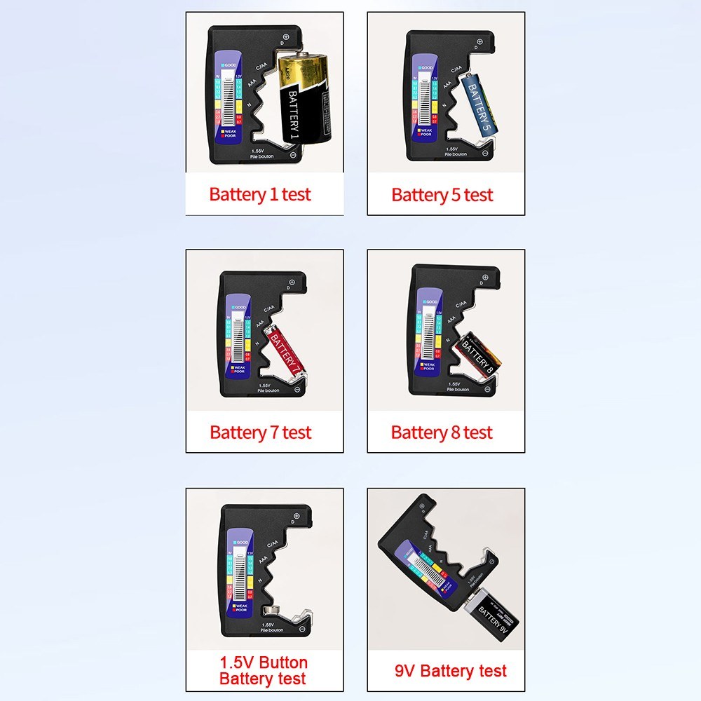 Aneng Battery Tester Checker for C D N AA AAA 9V 1.5V Button Cell Batteries, Household Battery Life Level Testers Power Meter