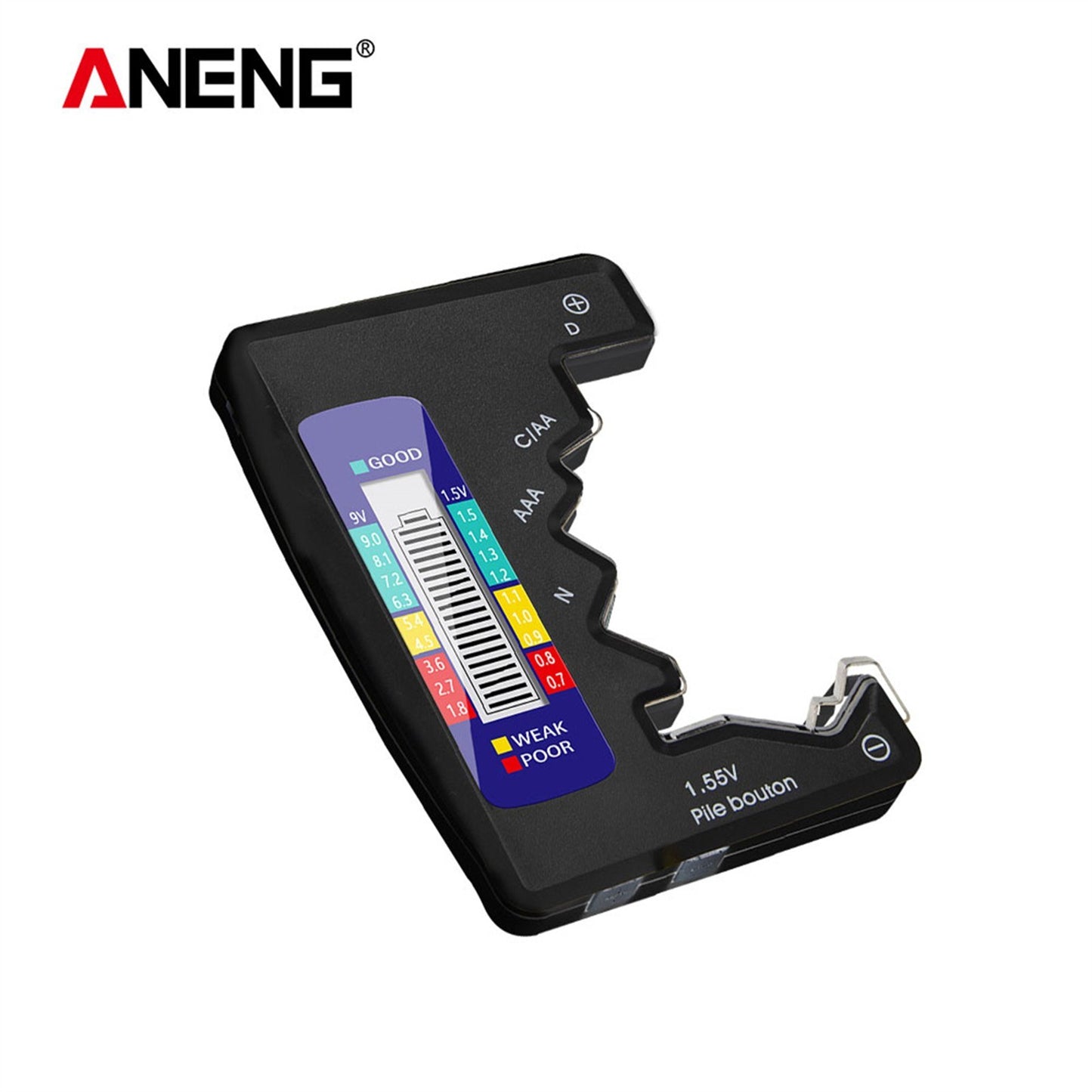 Aneng Battery Tester Checker for C D N AA AAA 9V 1.5V Button Cell Batteries, Household Battery Life Level Testers Power Meter