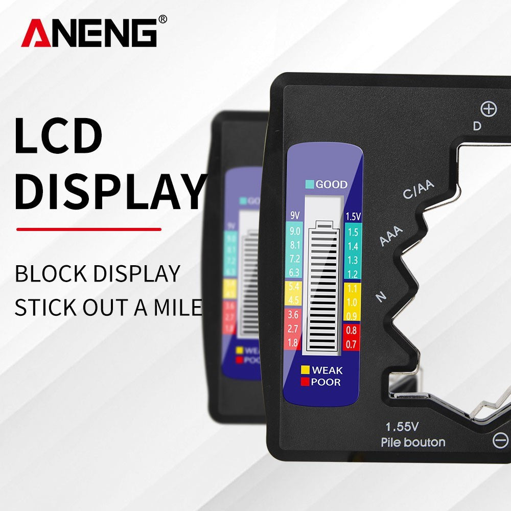 Aneng Battery Tester Checker for C D N AA AAA 9V 1.5V Button Cell Batteries, Household Battery Life Level Testers Power Meter