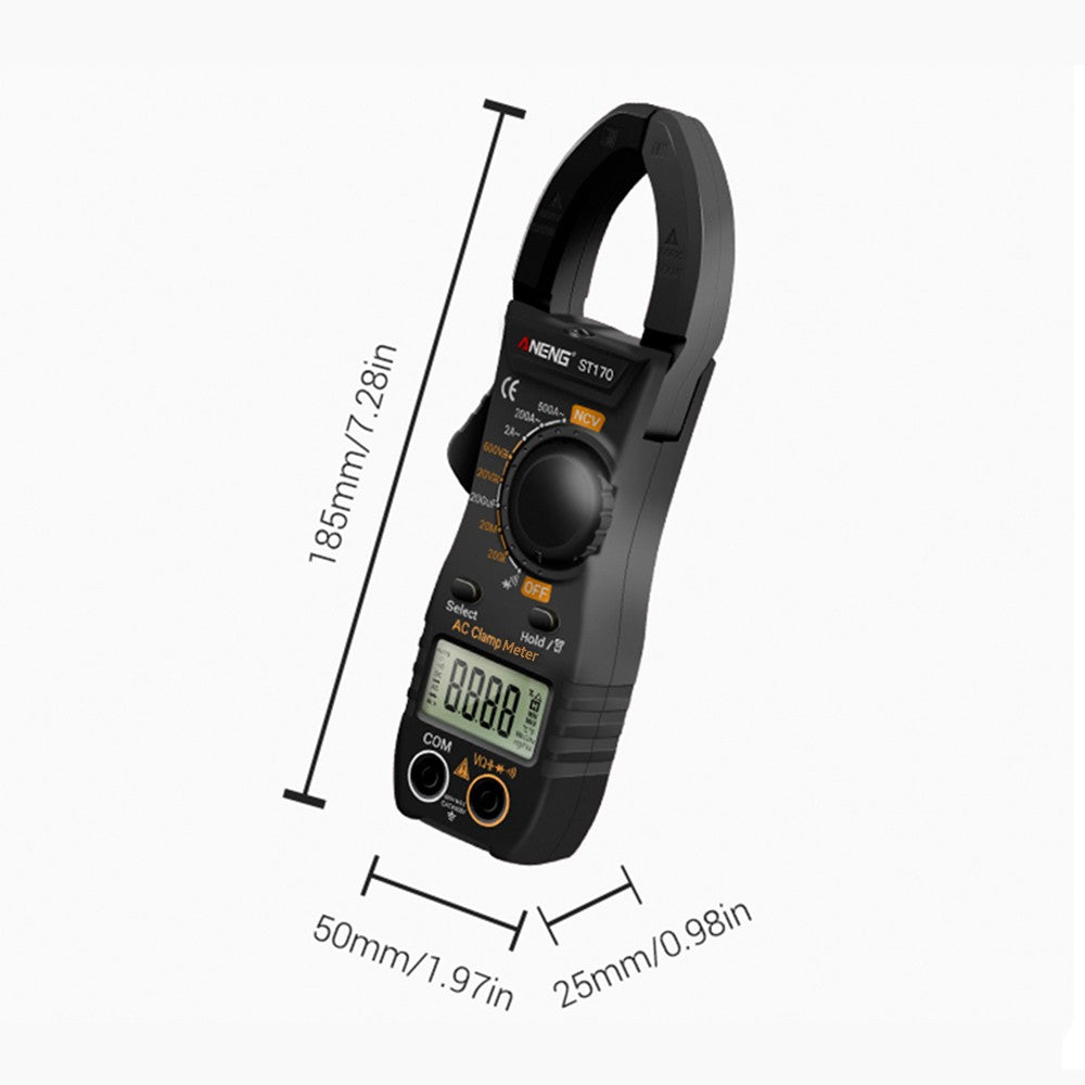 Aneng ST170 Digital Clamp Meter Multimeter 1999 Counts AC DC Smart Clamp Meter, Auto-ranging Measure Resistance - Black