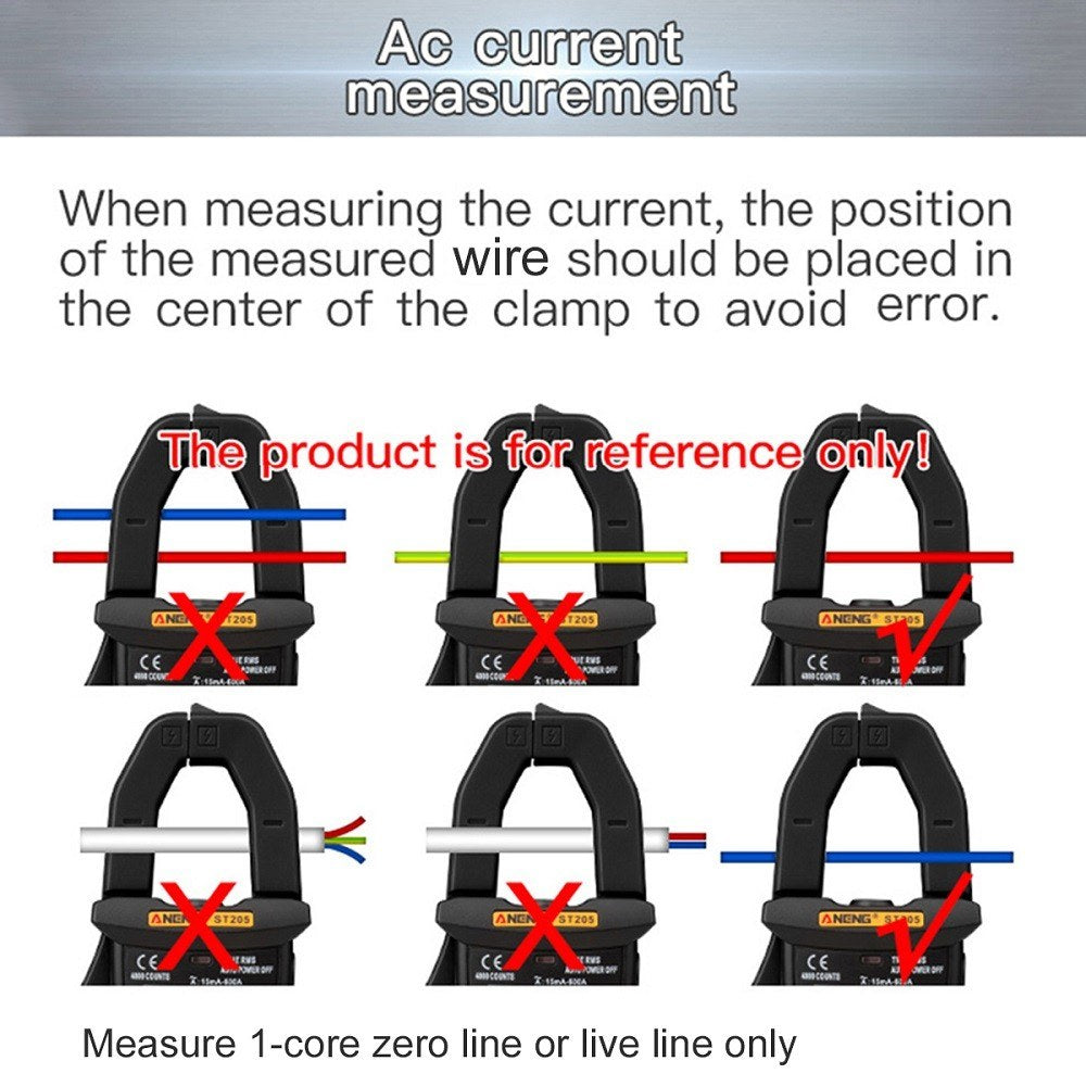 Aneng ST170 Digital Clamp Meter Multimeter 1999 Counts AC DC Smart Clamp Meter, Auto-ranging Measure Resistance - Black/Red