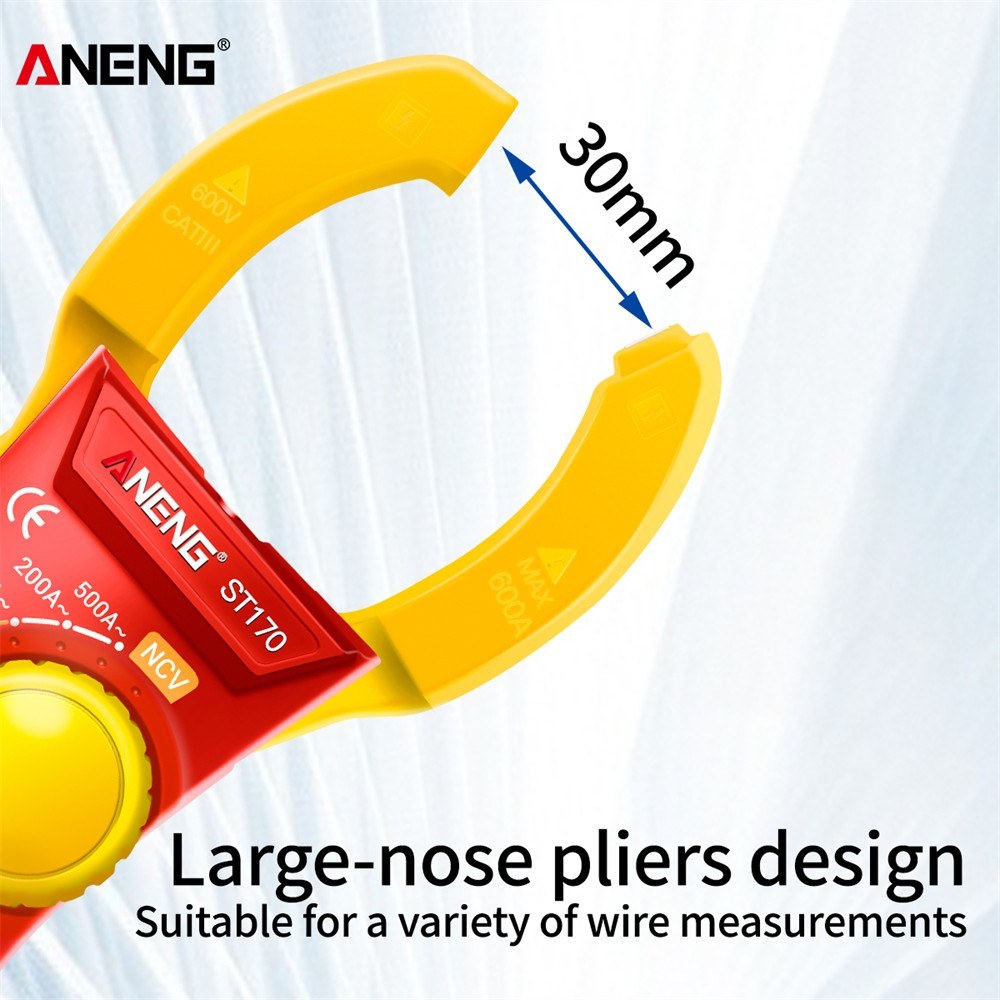 Aneng ST170 Digital Clamp Meter Multimeter 1999 Counts AC DC Smart Clamp Meter, Auto-ranging Measure Resistance - Red/Yellow
