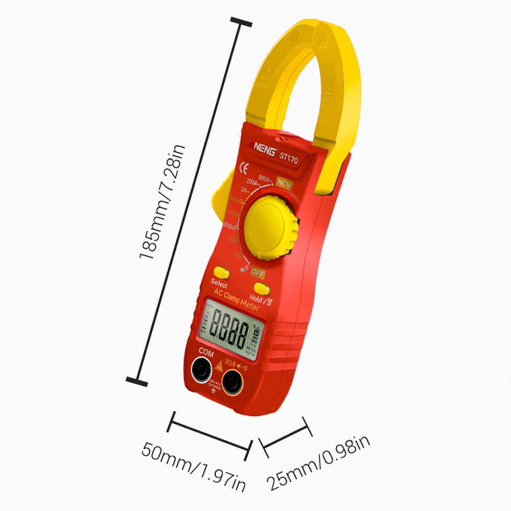 Aneng ST170 Digital Clamp Meter Multimeter 1999 Counts AC DC Smart Clamp Meter, Auto-ranging Measure Resistance - Red/Yellow