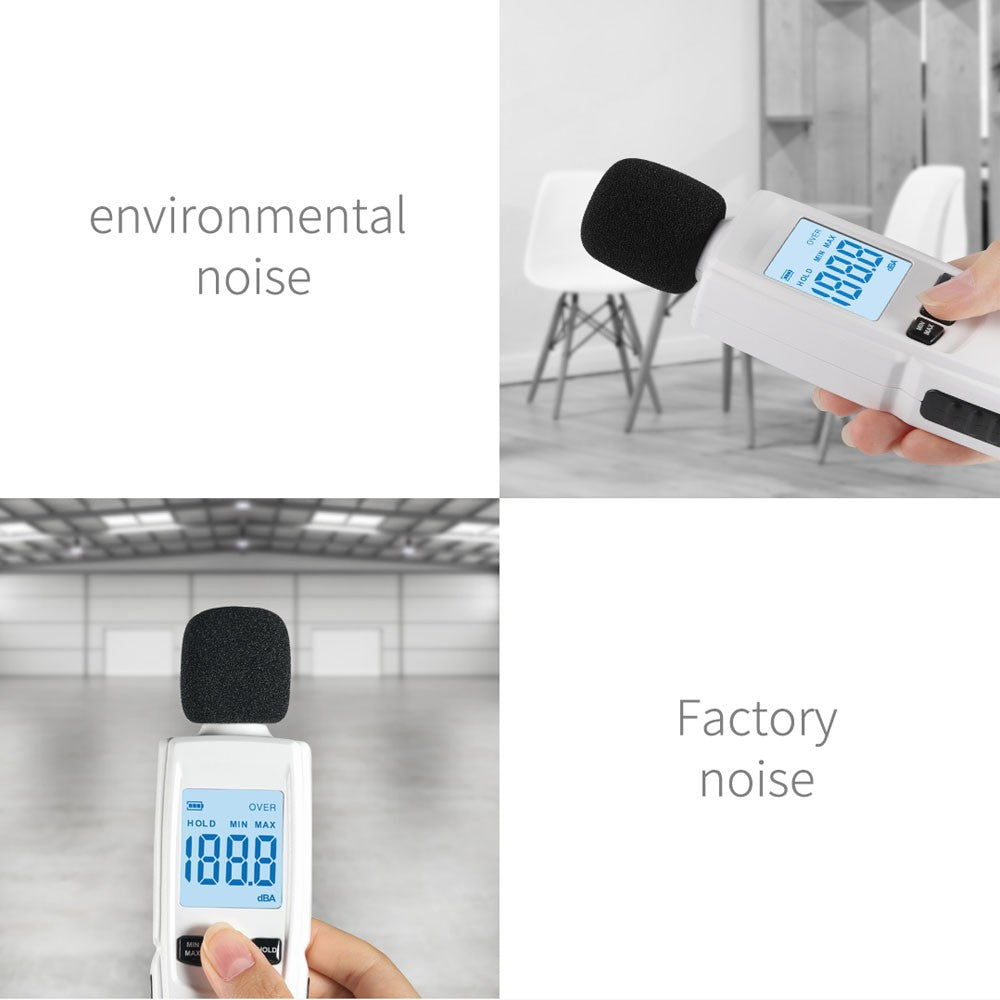 DUKA Sound Level Meter Digital Decibel Meter Range 30-130dBA Hand-held Sound Noise Meter with Backlight Alarm
