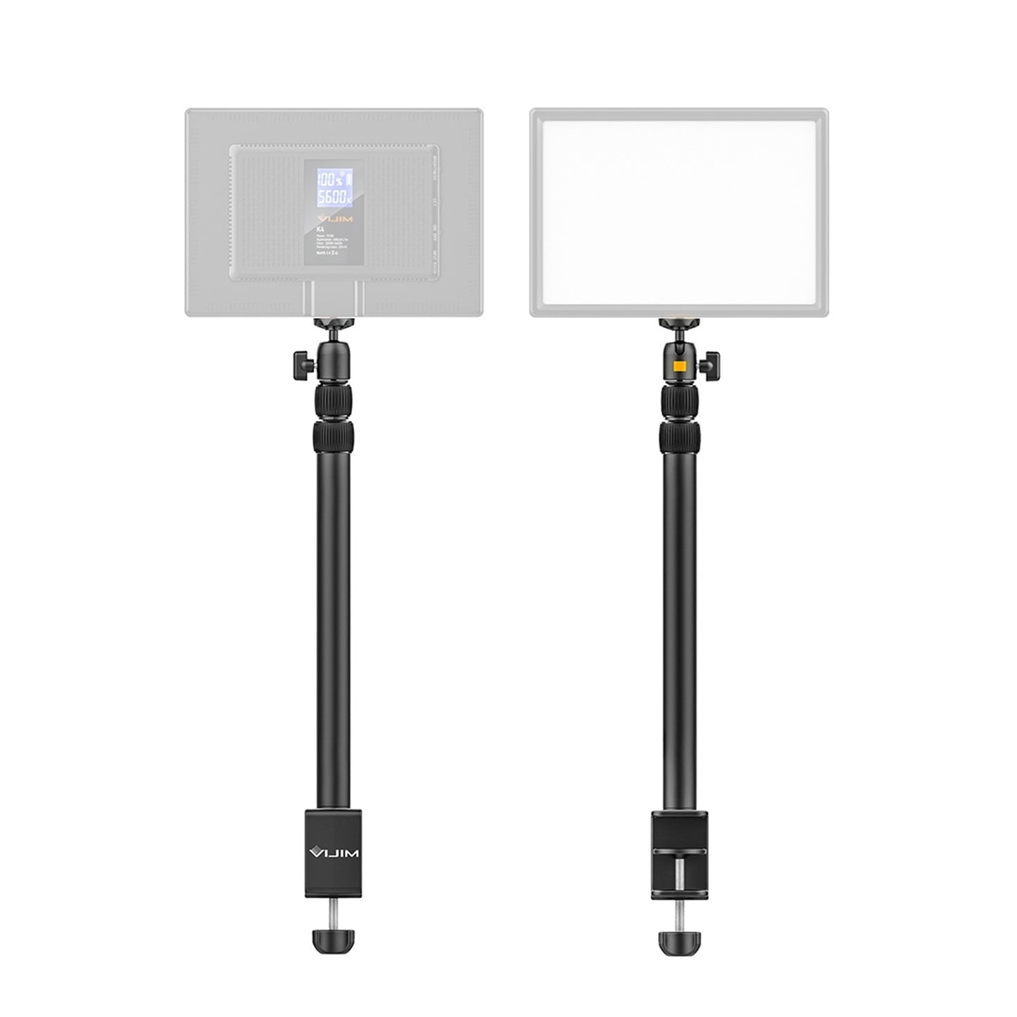 VIJIM Height Adjustable Table Stand 1.5KG Payload with Detachable 360° Swivel Ball Head Table Clamp Universal 1/4-inch Interface for LED Video Light Camera Phone Holder Mounting