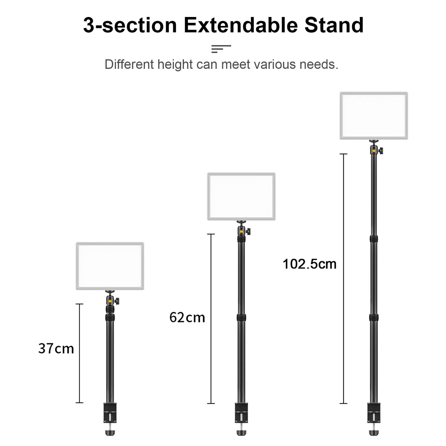 VIJIM Height Adjustable Table Stand 1.5KG Payload with Detachable 360° Swivel Ball Head Table Clamp Universal 1/4-inch Interface for LED Video Light Camera Phone Holder Mounting