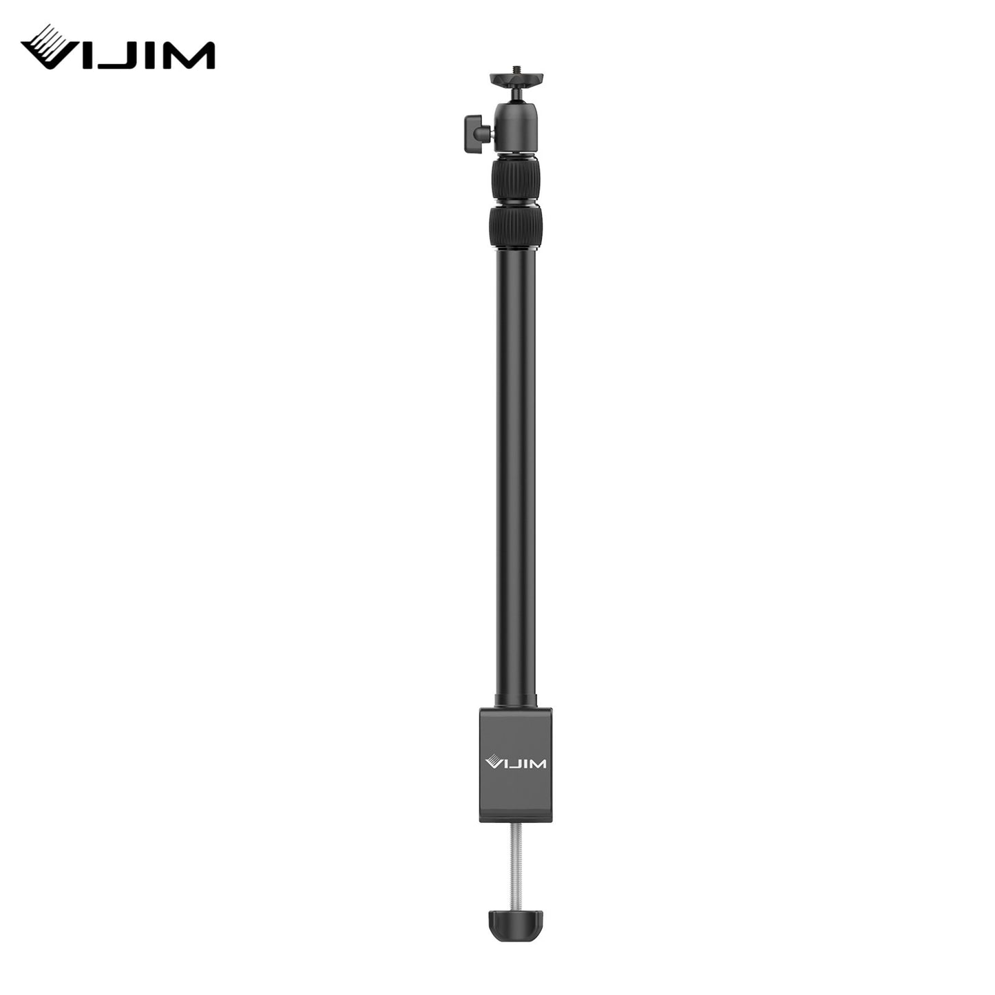 VIJIM Height Adjustable Table Stand 1.5KG Payload with Detachable 360° Swivel Ball Head Table Clamp Universal 1/4-inch Interface for LED Video Light Camera Phone Holder Mounting
