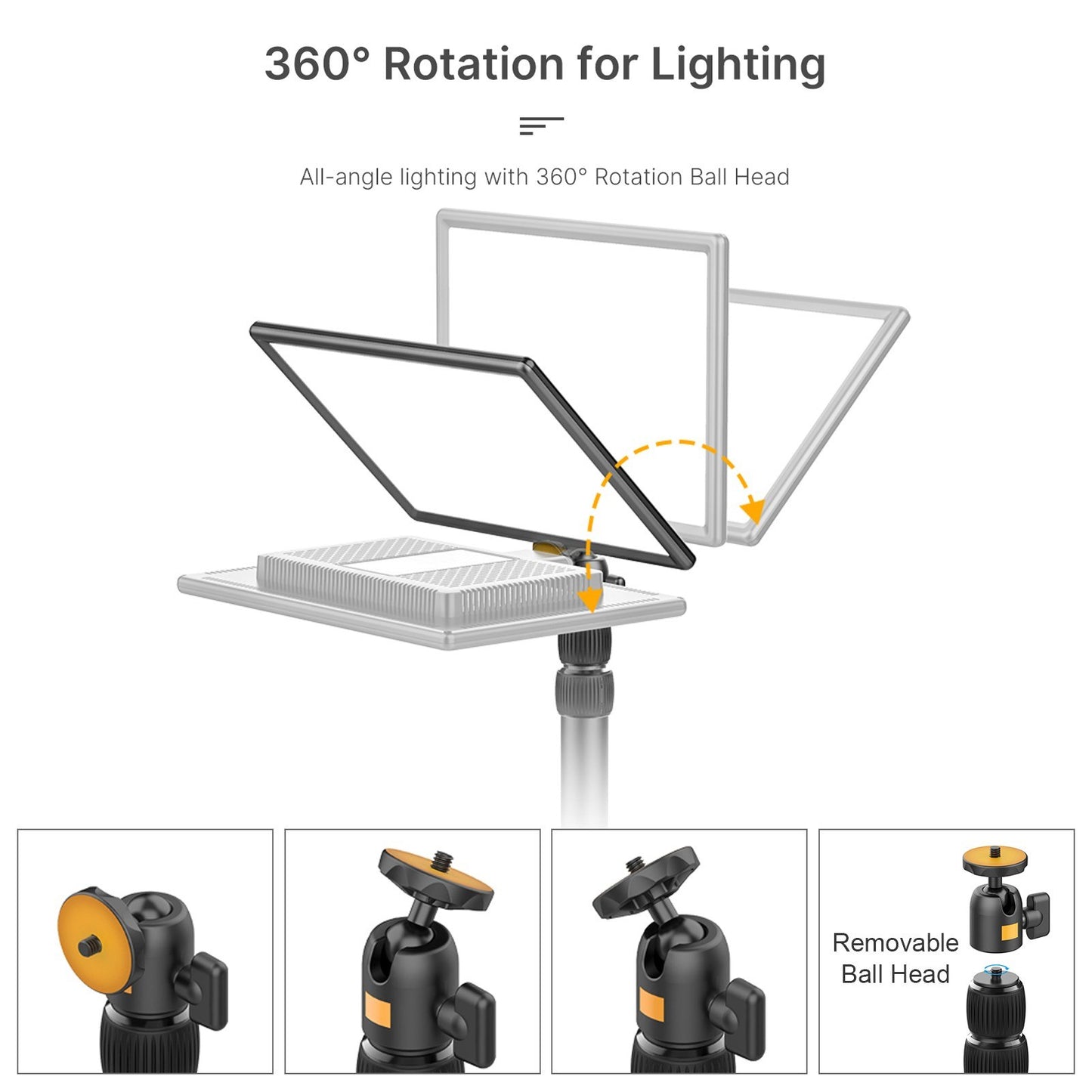 VIJIM Height Adjustable Table Stand 1.5KG Payload with Detachable 360° Swivel Ball Head Table Clamp Universal 1/4-inch Interface for LED Video Light Camera Phone Holder Mounting