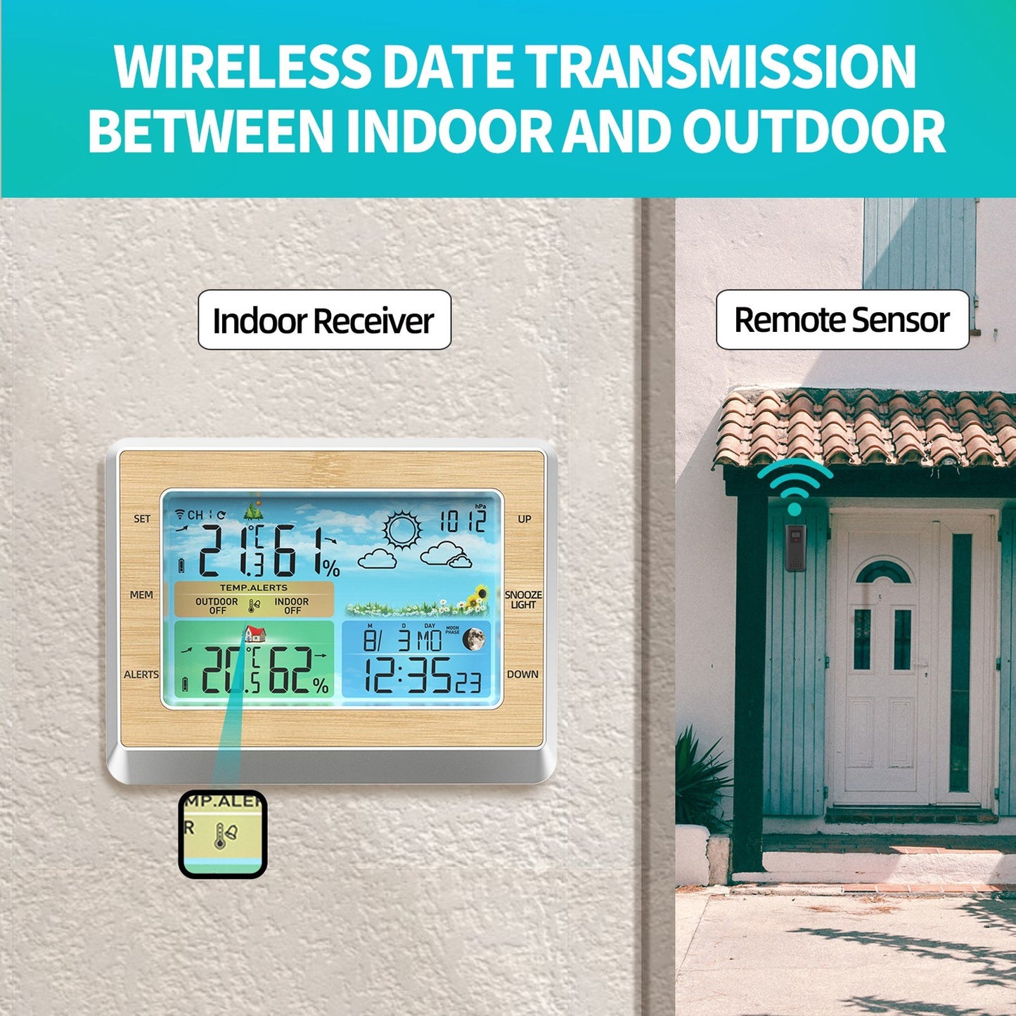 Weather Station Wireless Indoor Outdoor Digital Thermometer Hygrometer with LCD Touch Display