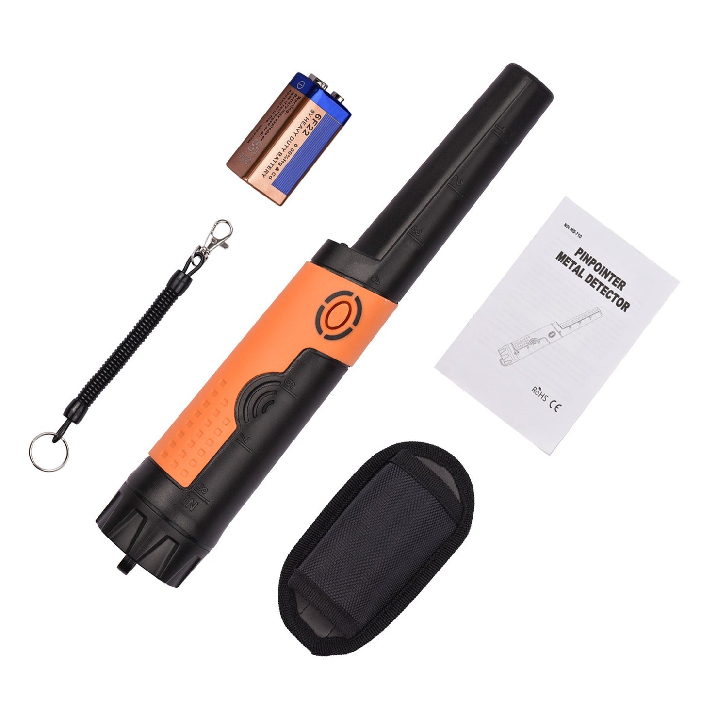 Metal Detector Pinpointer IP68 Waterproof Treasure Pinpointing Finder Accessories Buzzer Vibration with Holster