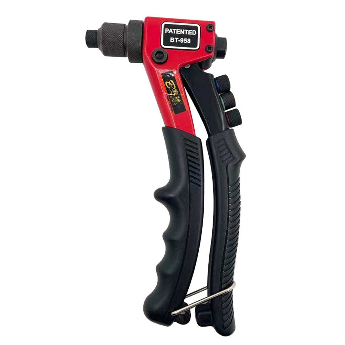 Hand Rivet Gun Heavy Duty Manual Riveter Hand Tool with 4 Interchangeable Heads 3/32 Inch 1/8 Inch 5/32 Inch 3/16 Inch