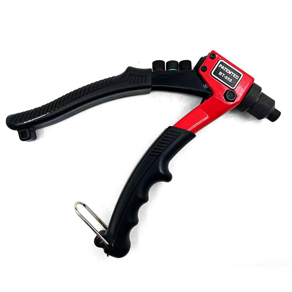 Hand Rivet Gun Heavy Duty Manual Riveter Hand Tool with 4 Interchangeable Heads 3/32 Inch 1/8 Inch 5/32 Inch 3/16 Inch
