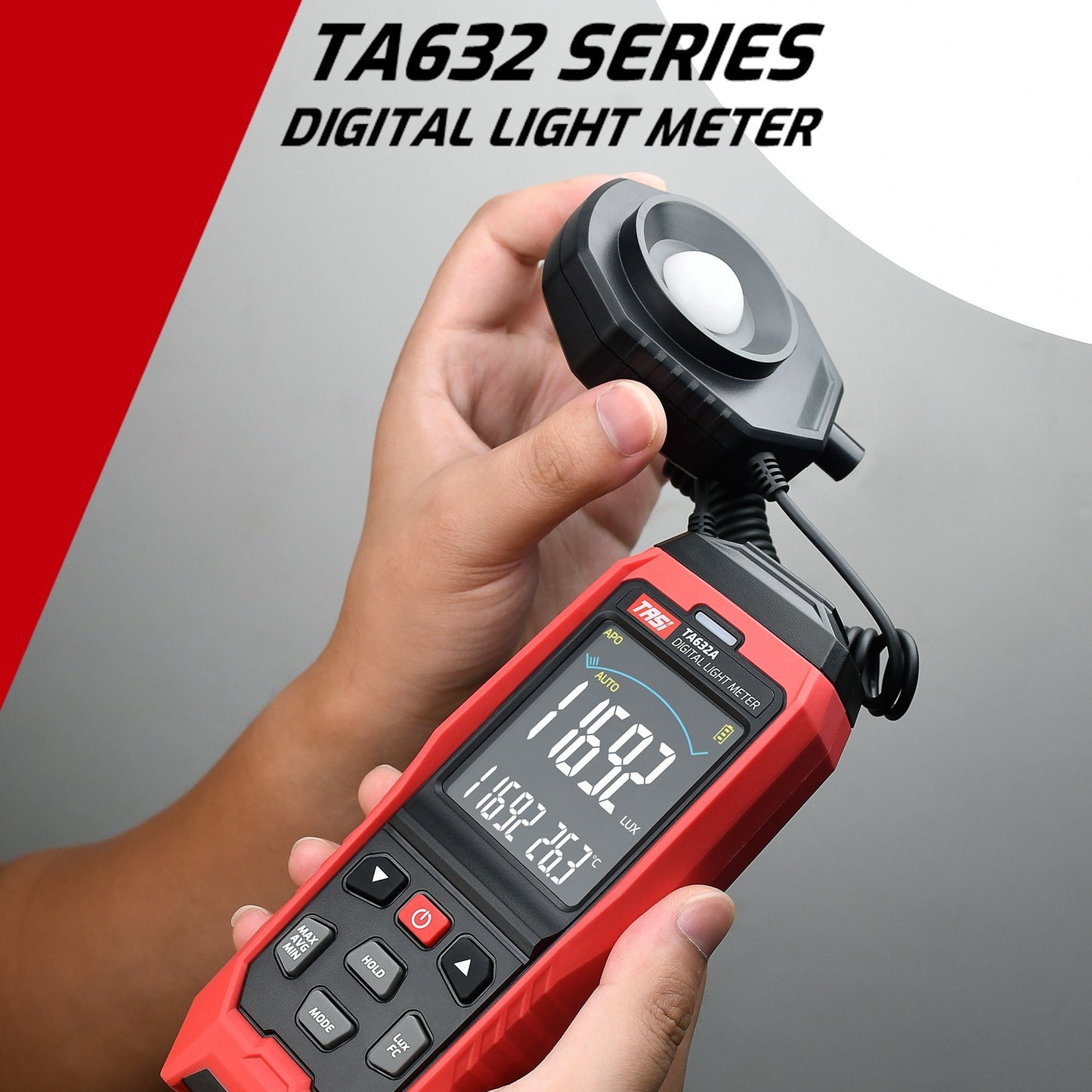 TASI TA632A 0-200000 Lux LCD Digital Light Meter Mini Lux Meter Handheld Illuminometer Luminometer Photometer Luxmeter