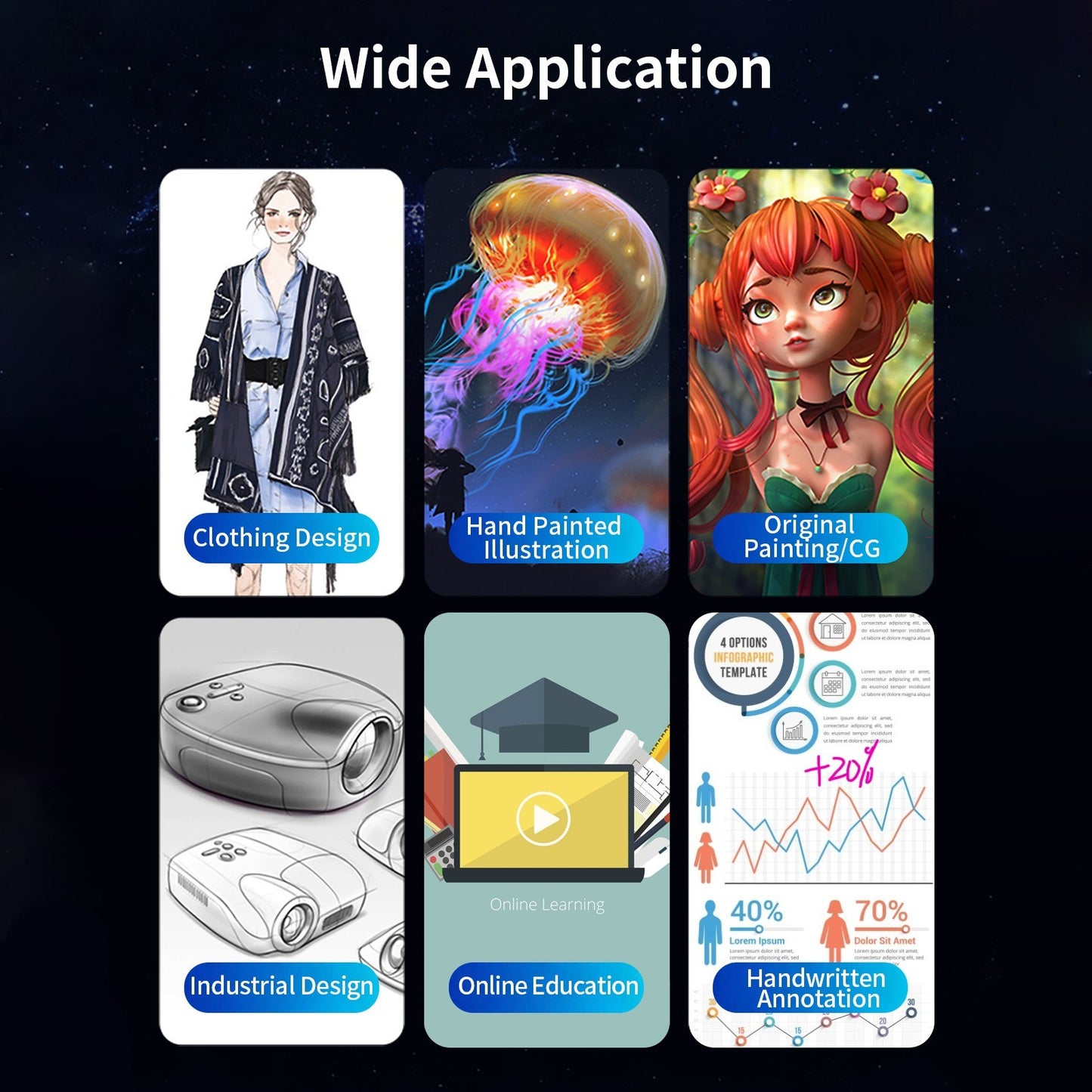 BOSTO T1060 10 x 6 inch 8192 Levels Pressure Digital Art Graphic Drawing Tablet with Battery-free Stylus and 10 Pen Nibs for Drawing Designing Teaching Online Course