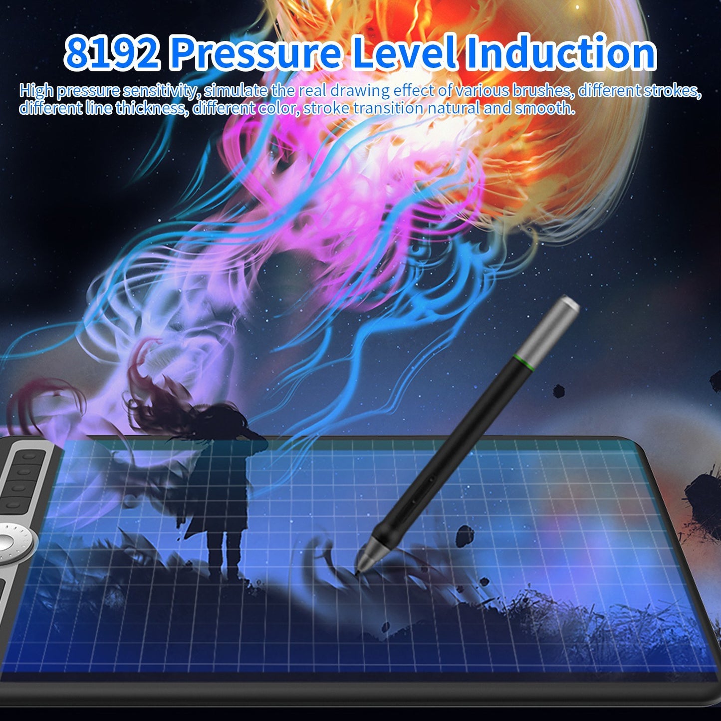 BOSTO T1060 10 x 6 inch 8192 Levels Pressure Digital Art Graphic Drawing Tablet with Battery-free Stylus and 10 Pen Nibs for Drawing Designing Teaching Online Course