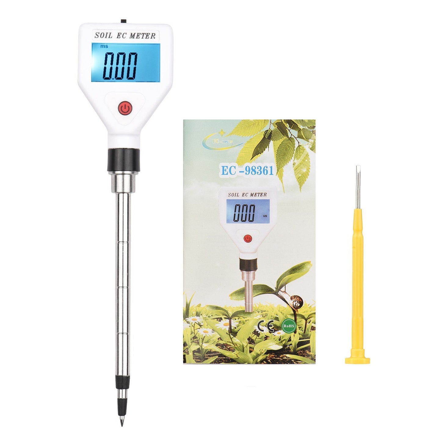 Portable Soil EC Meter Backlight Screen Digital Soil Salinity Tester for Greenhouse Garden Farm Orchard