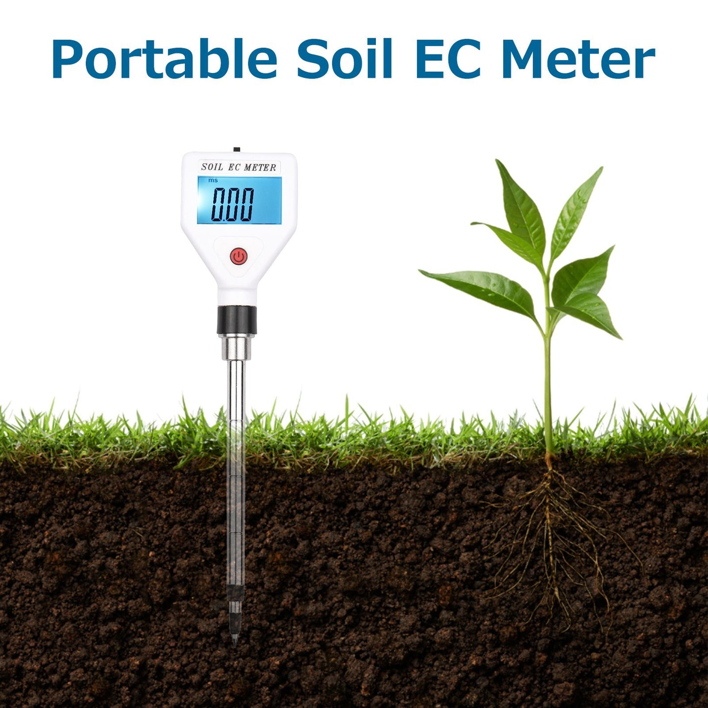Portable Soil EC Meter Backlight Screen Digital Soil Salinity Tester for Greenhouse Garden Farm Orchard