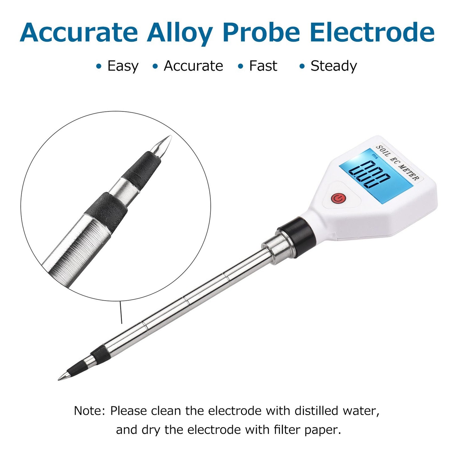 Portable Soil EC Meter Backlight Screen Digital Soil Salinity Tester for Greenhouse Garden Farm Orchard