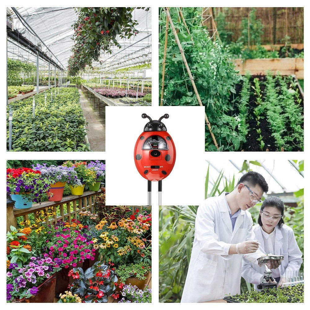 3-in-1 Portable Beetle Shape Soil Tester Moisture Light PH Meter Tool for Garden Farm Plant Law