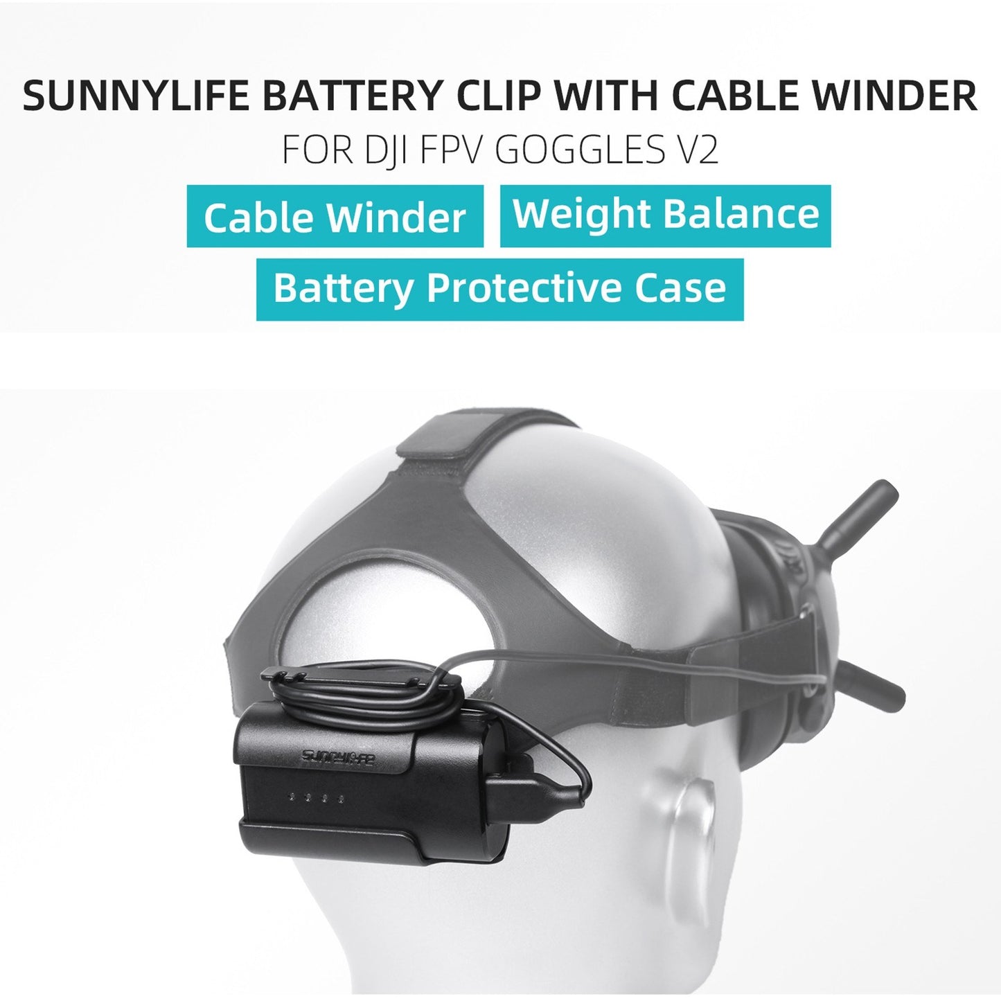 Battery Bracket with Cable Holder for DJI FPV Goggles V2 Battery Clip Holder Battery Cover Protector