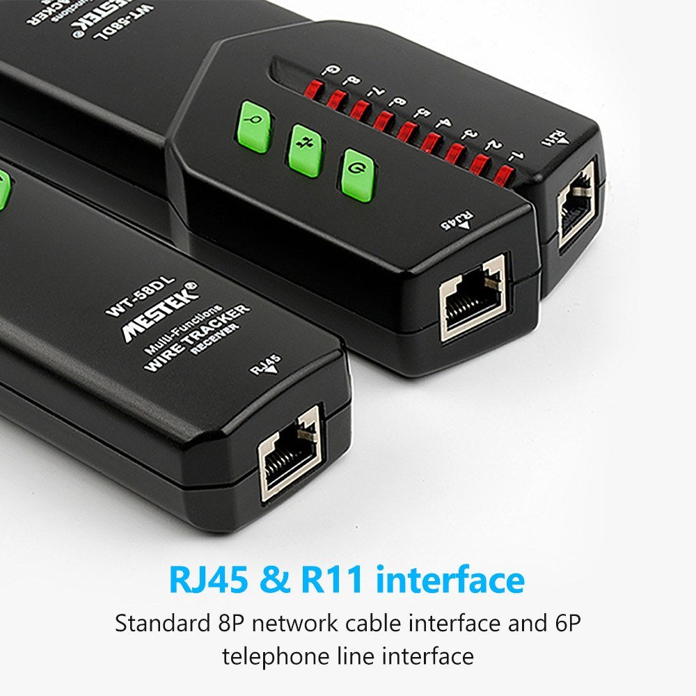 Uniqkart WT-58DL Handheld Network Cable Tester Wire Tracker Electrical Line Finding Testing Detector for Network Maintenance Collation