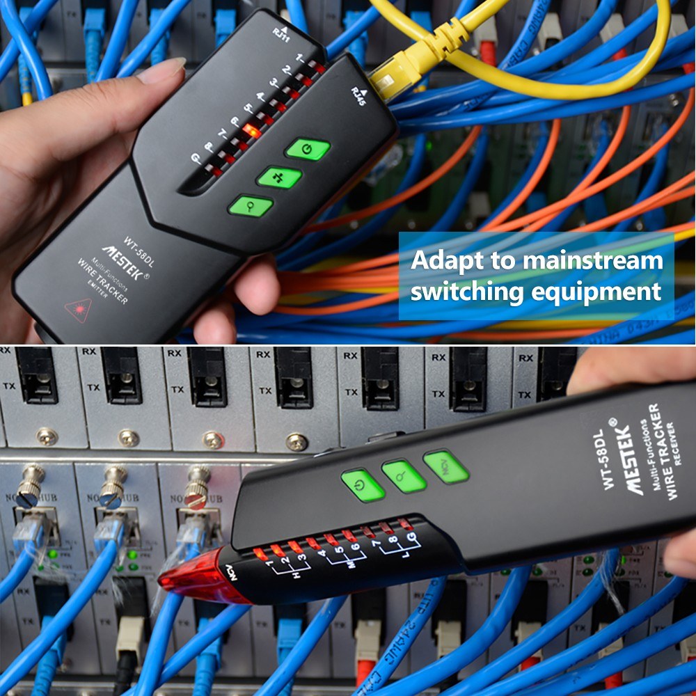 Uniqkart WT-58DL Handheld Network Cable Tester Wire Tracker Electrical Line Finding Testing Detector for Network Maintenance Collation