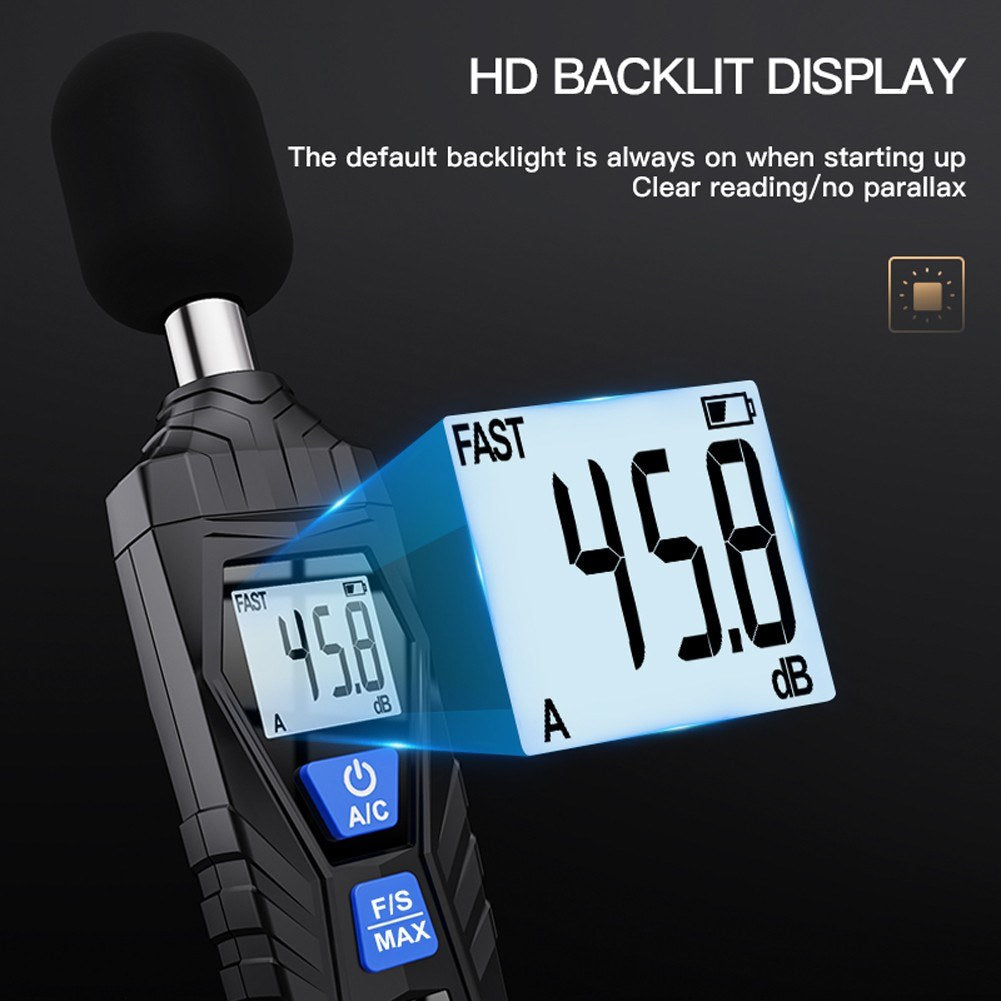 Uniqkart SL720 30-130dB Meter Noise Detector Audio Sound Level Monitor Measuring Tool