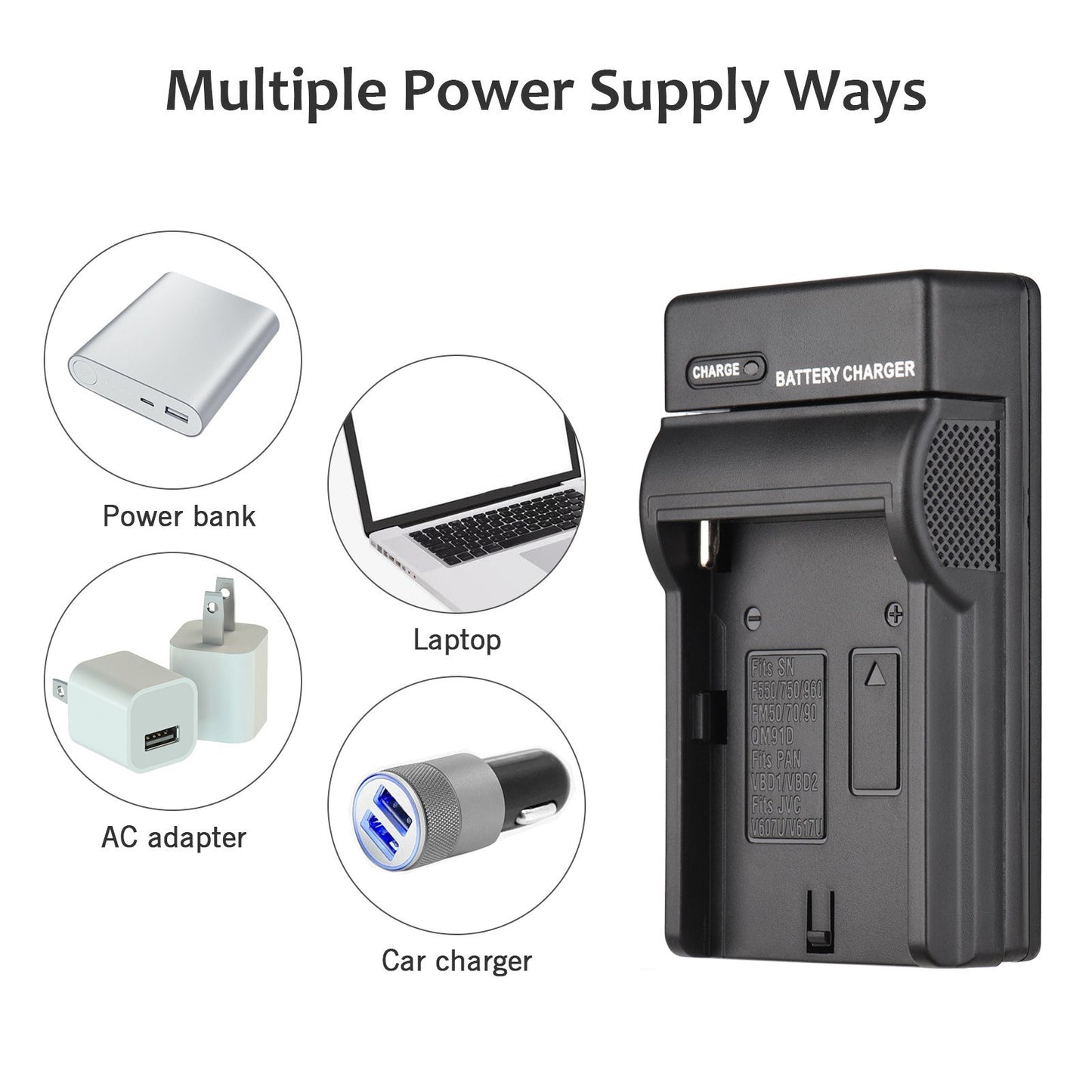 NP-F960/NP-F970 Multiple Protection Portable Camera Battery and Charger Kit 1PC 7.2V 7800mAh Large Rechargeable Battery with USB Cable Replacement for SONY NP-F550 F570 F750 F770 F960 F970