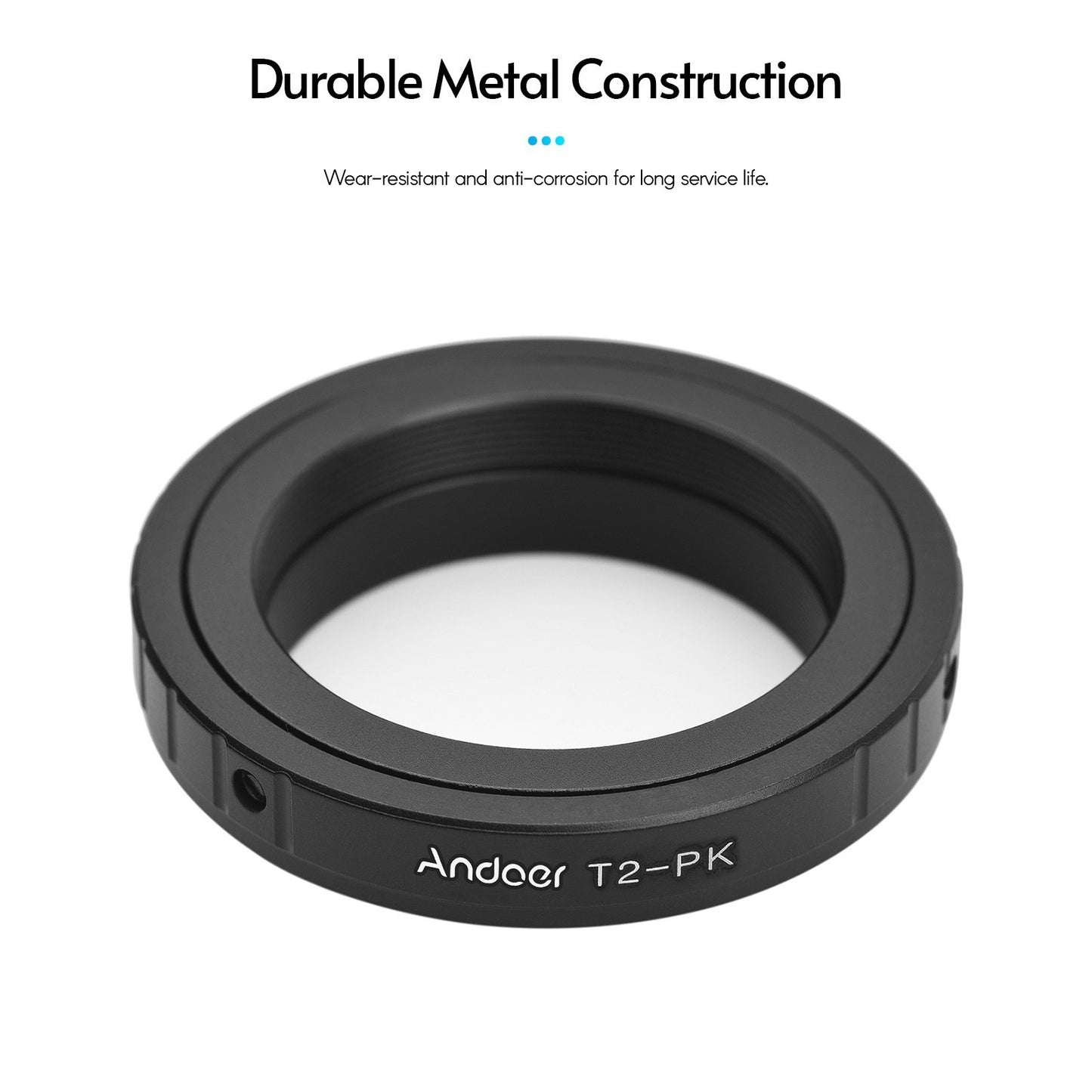 Andoer T2-PK Lens Adapter T/T2 Metal Adapter Ring Mount for Pentax K-70/K-50/K-30/K-500/K-1/K-3/K-3 II/K-5 IIs/K-5 II/K-5/K-7 K-Mount Cameras