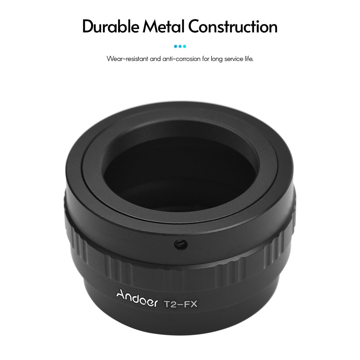 Andoer Flexible T2-FX Metal Lens Mount Adapter Ring Durable T/T2 Mount Lens Adapter Replacement for Fujifilm X-T1/X-A1/X-E2/X-M1/X-E1/X-Pro1 X-Mount Cameras