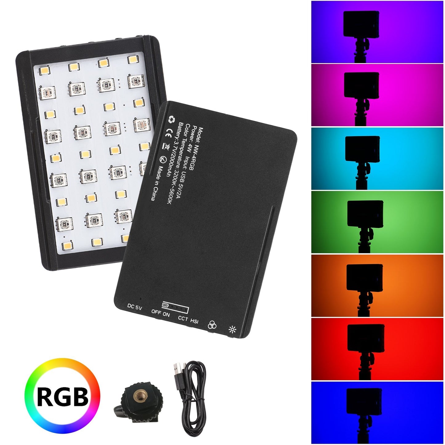 Andoer NW-4 RGB LED Video Conference Lighting 3200K-5600K Bi-Color Brightness Dimmable Photography Light with Phone Clip Computer Clip