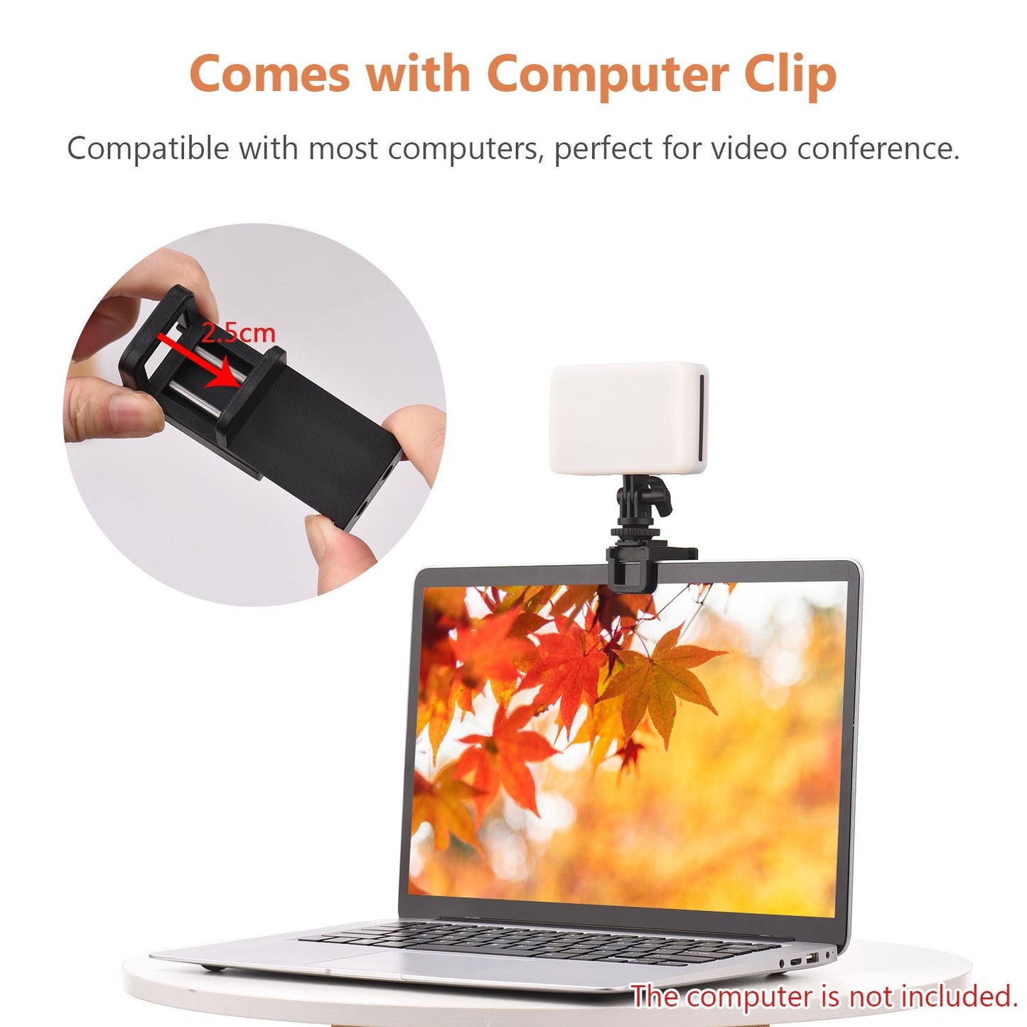 Andoer NW-4 RGB LED Video Conference Lighting 3200K-5600K Bi-Color Brightness Dimmable Photography Light with Phone Clip Computer Clip